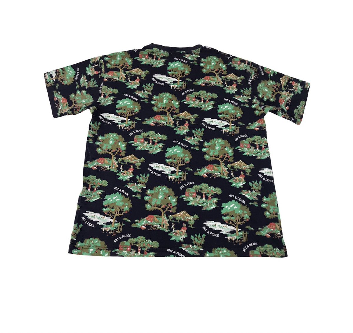 Japanese Brand Art & Peace All Over Printed Camping Floral Tee Size US L / EU 52-54 / 3 - 2 Thumbnail