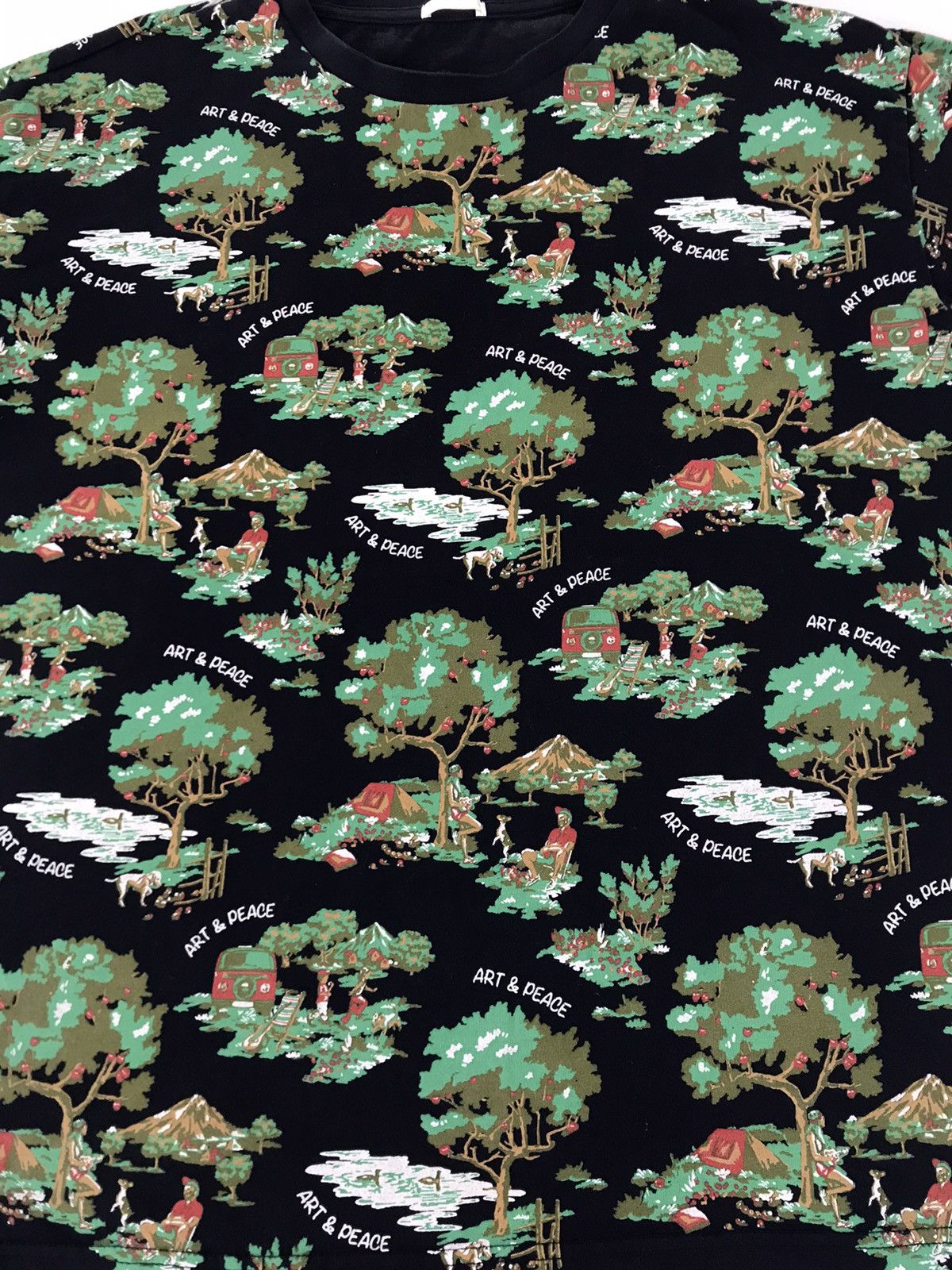 Japanese Brand Art & Peace All Over Printed Camping Floral Tee Size US L / EU 52-54 / 3 - 3 Thumbnail