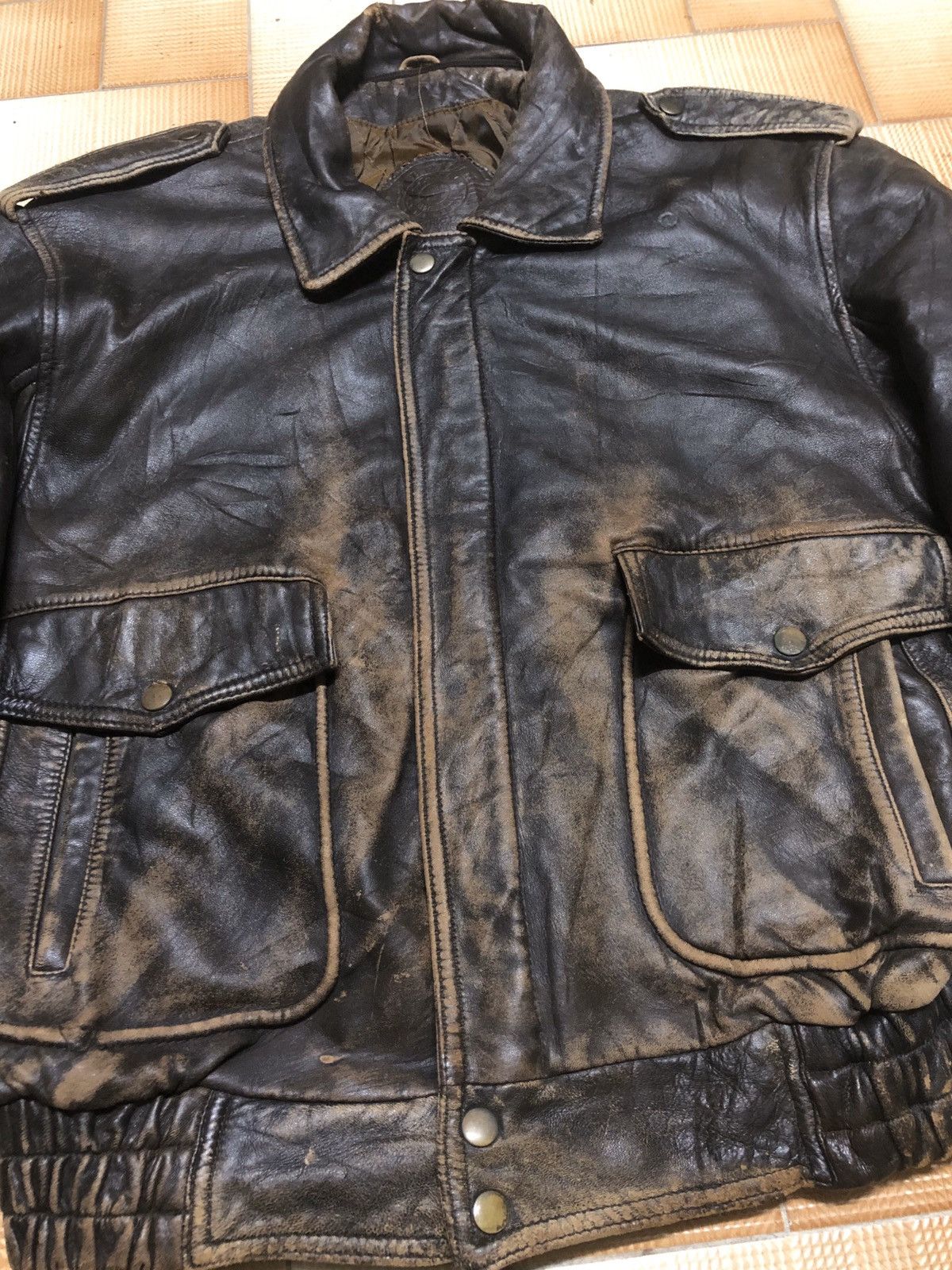 Vintage ❌DELETE TODAY🚀 Thrashed Vtg Leather US Air Force Aviators Size US L / EU 52-54 / 3 - 13 Thumbnail