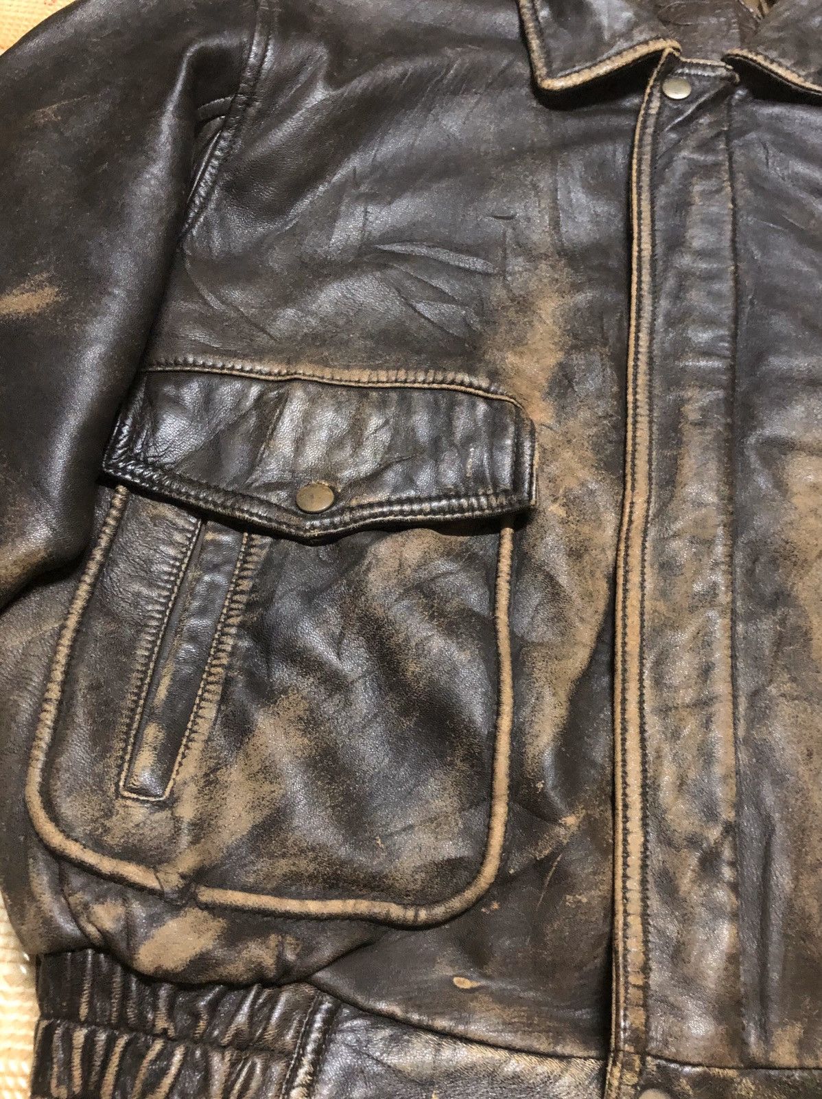 Vintage ❌DELETE TODAY🚀 Thrashed Vtg Leather US Air Force Aviators Size US L / EU 52-54 / 3 - 14 Thumbnail