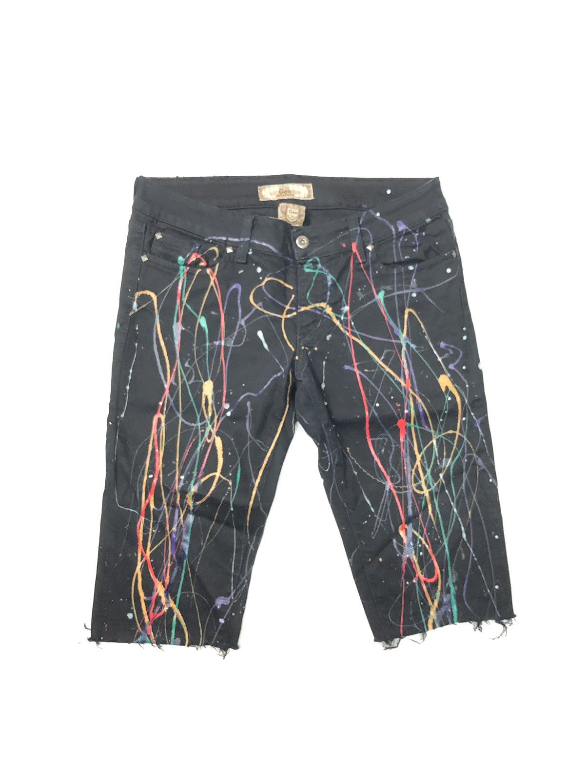Designer × GEO GEO BY GEOVANNY BLACK ART PAINTING SHORT PANTS Size US 31 - 3 Thumbnail