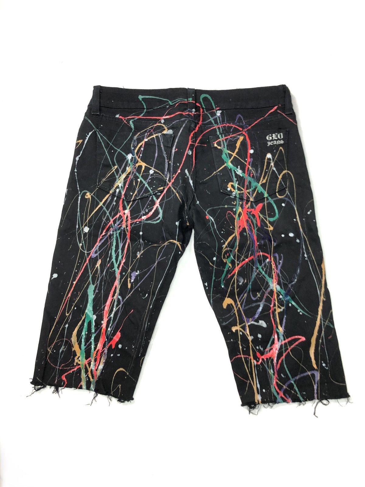 Designer × GEO GEO BY GEOVANNY BLACK ART PAINTING SHORT PANTS Size US 31 - 1 Thumbnail
