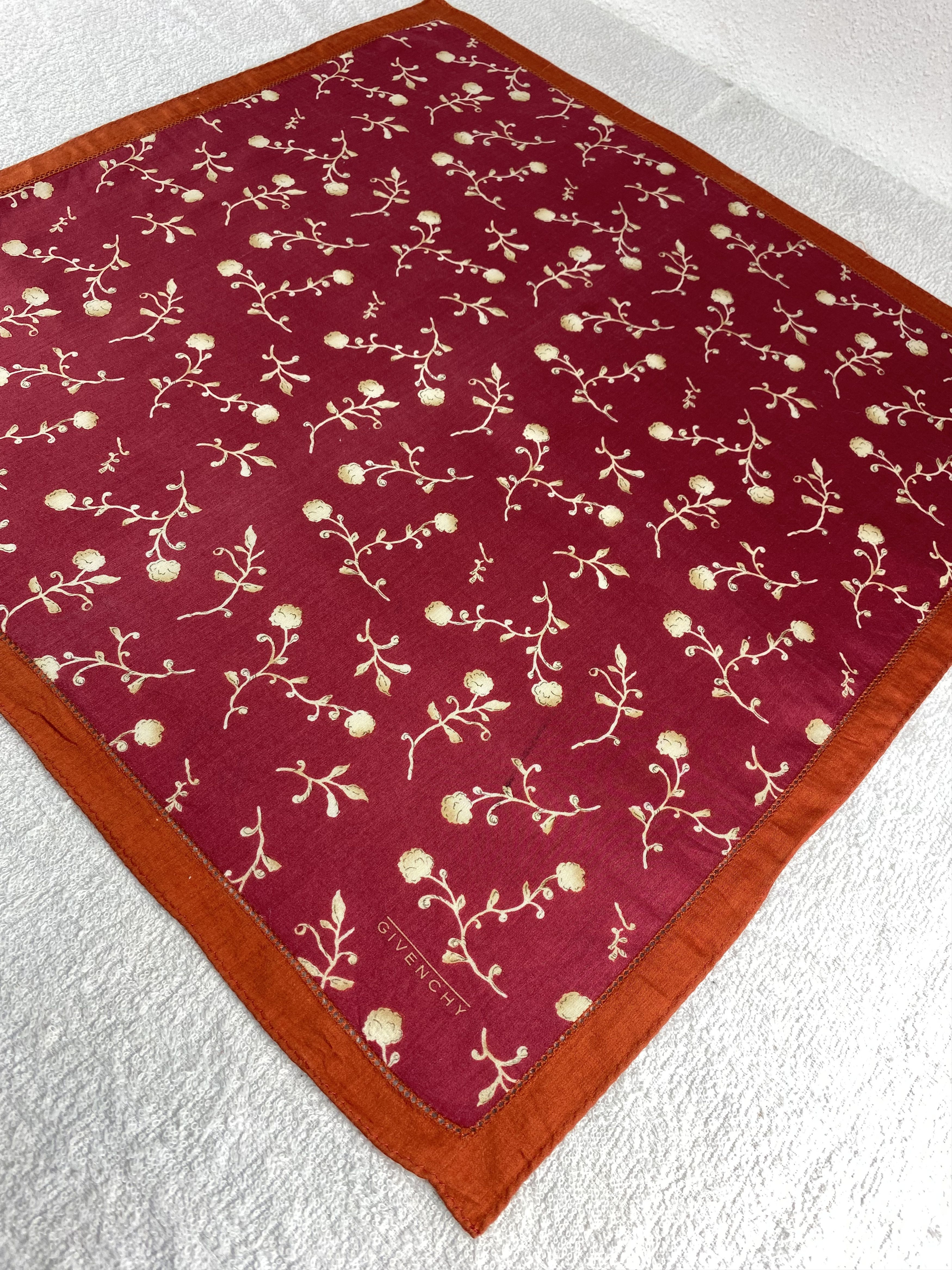 Vintage Givenchy Floral Handkerchief / Bandana / Neckerchief C126 Size ONE SIZE - 4 Thumbnail