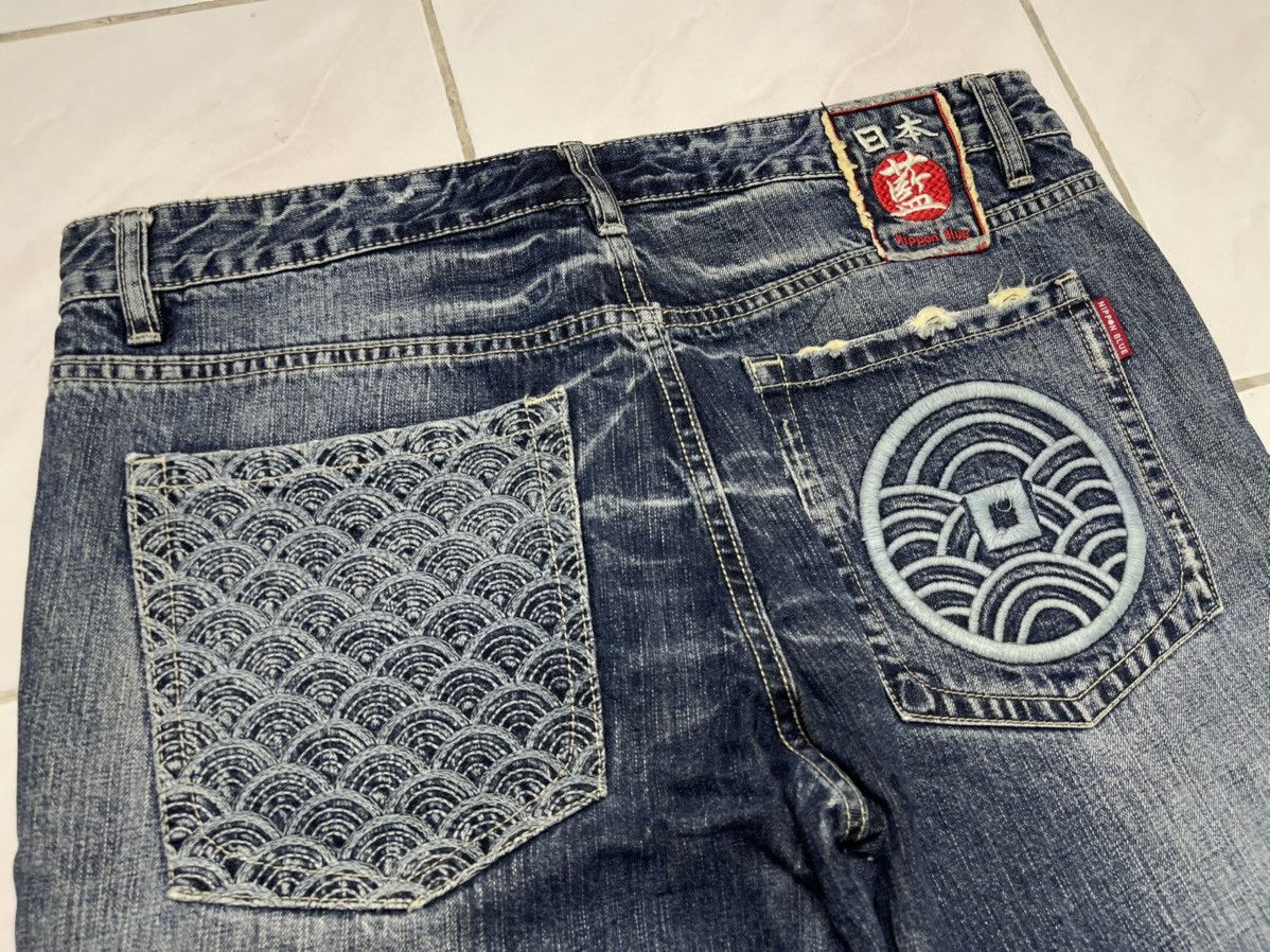 Japanese Brand Nippon Blue Traditional Japanase Embroidered Jeans Size US 36 / EU 52 - 4 Thumbnail