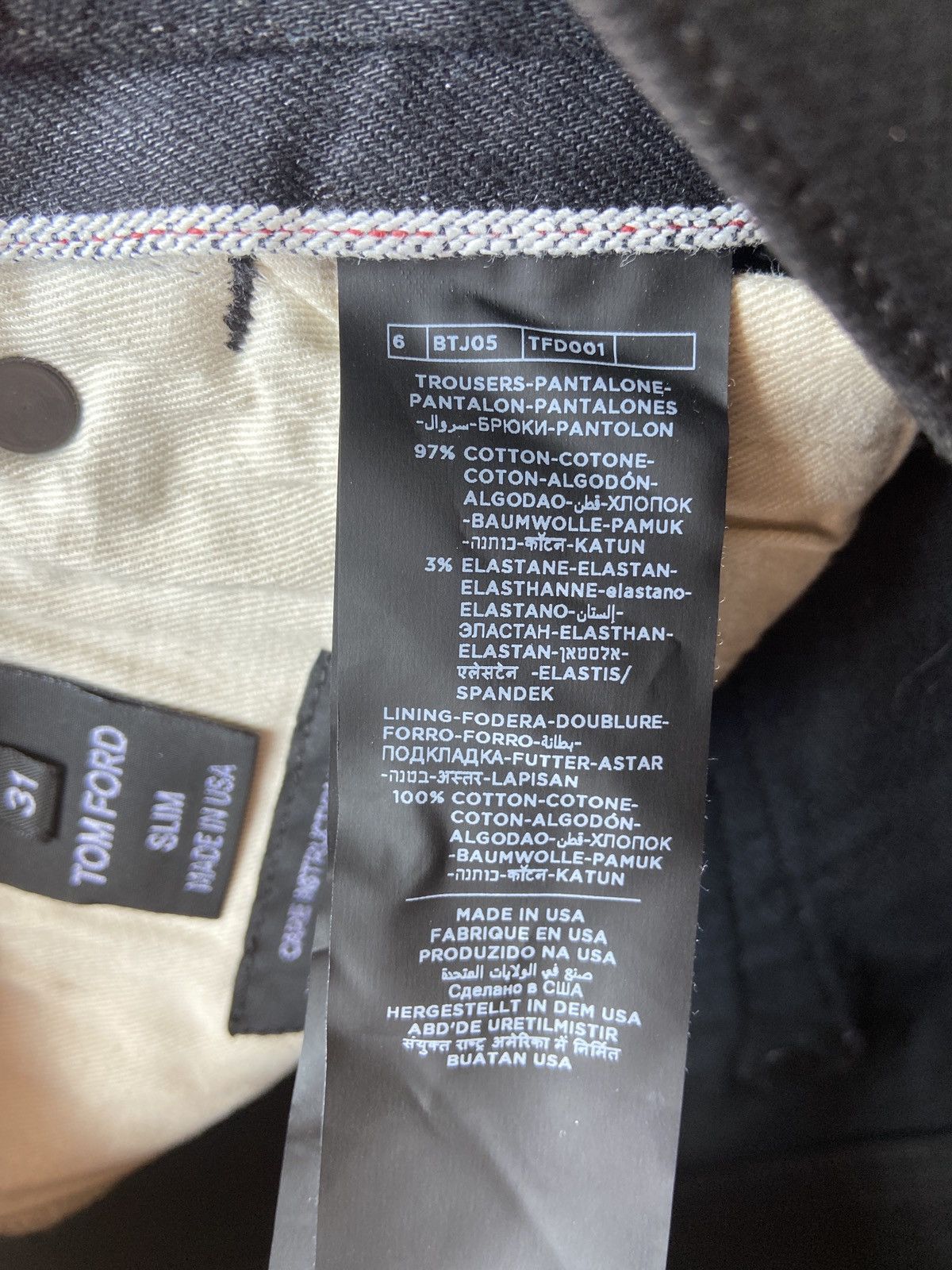 Tom Ford Tom Ford SLIM FIT STRETCH JAPANESE SELVEDGE DENIM Size US 31 - 5 Thumbnail