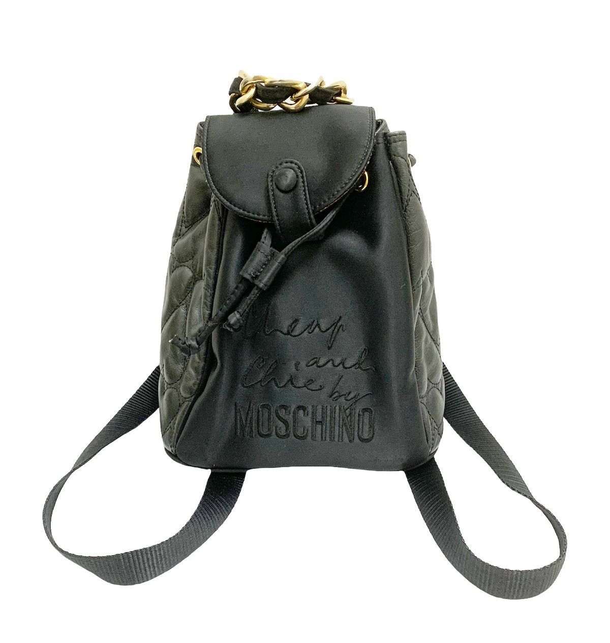 Vintage Moschino Quilted Logo Mini Backpack