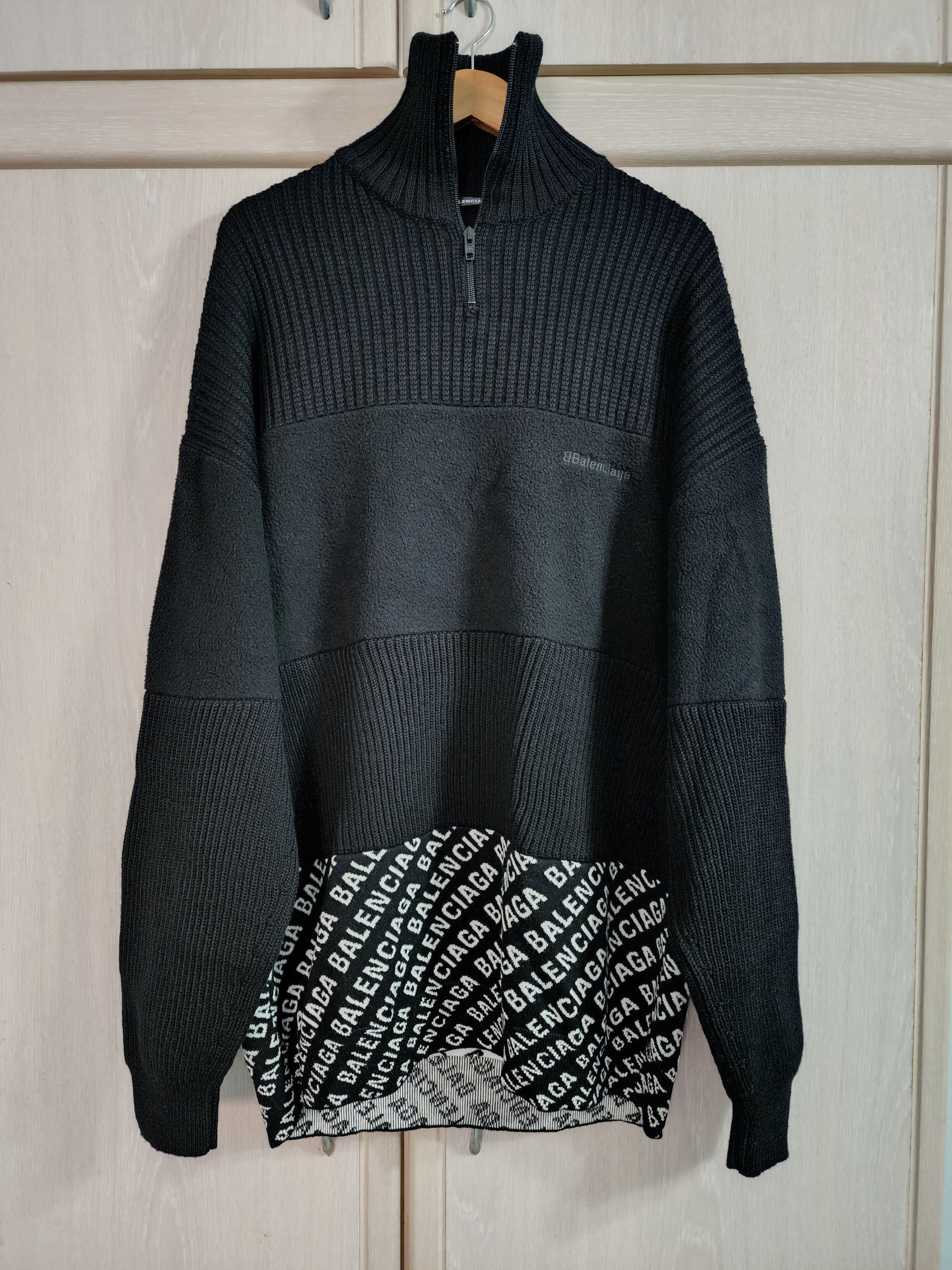 Balenciaga Embroidered Logo Wool Sweater Size US M / EU 48-50 / 2 - 1 Thumbnail
