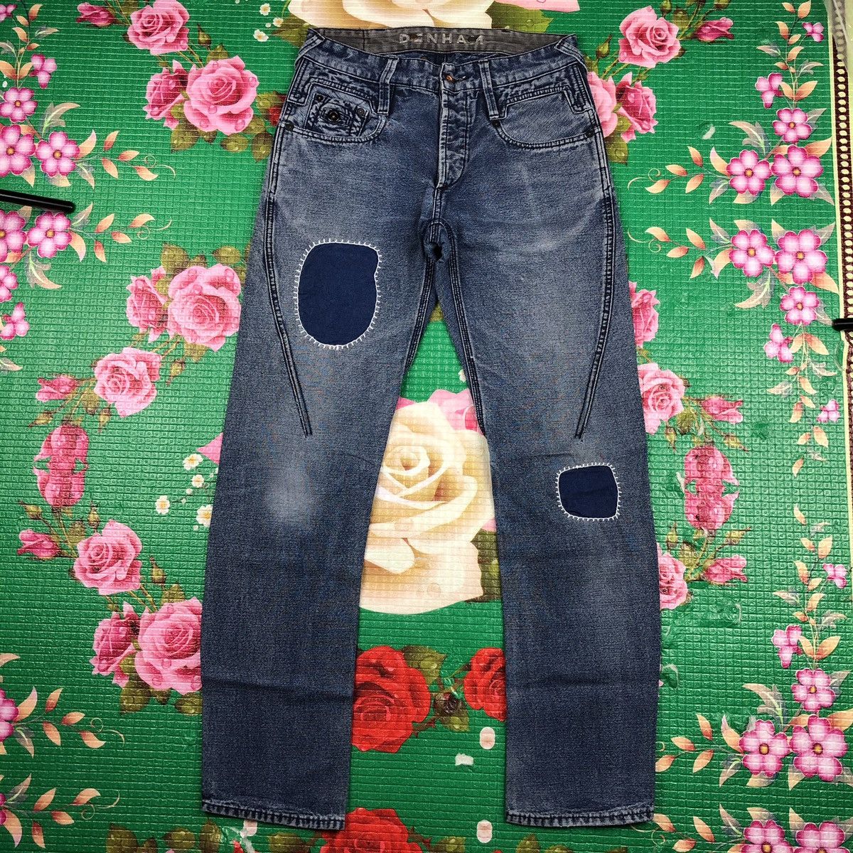 DENHAM × Japanese Brand Denham patchwork sashiko stitch nice design Size US 30 / EU 46 - 1 Thumbnail