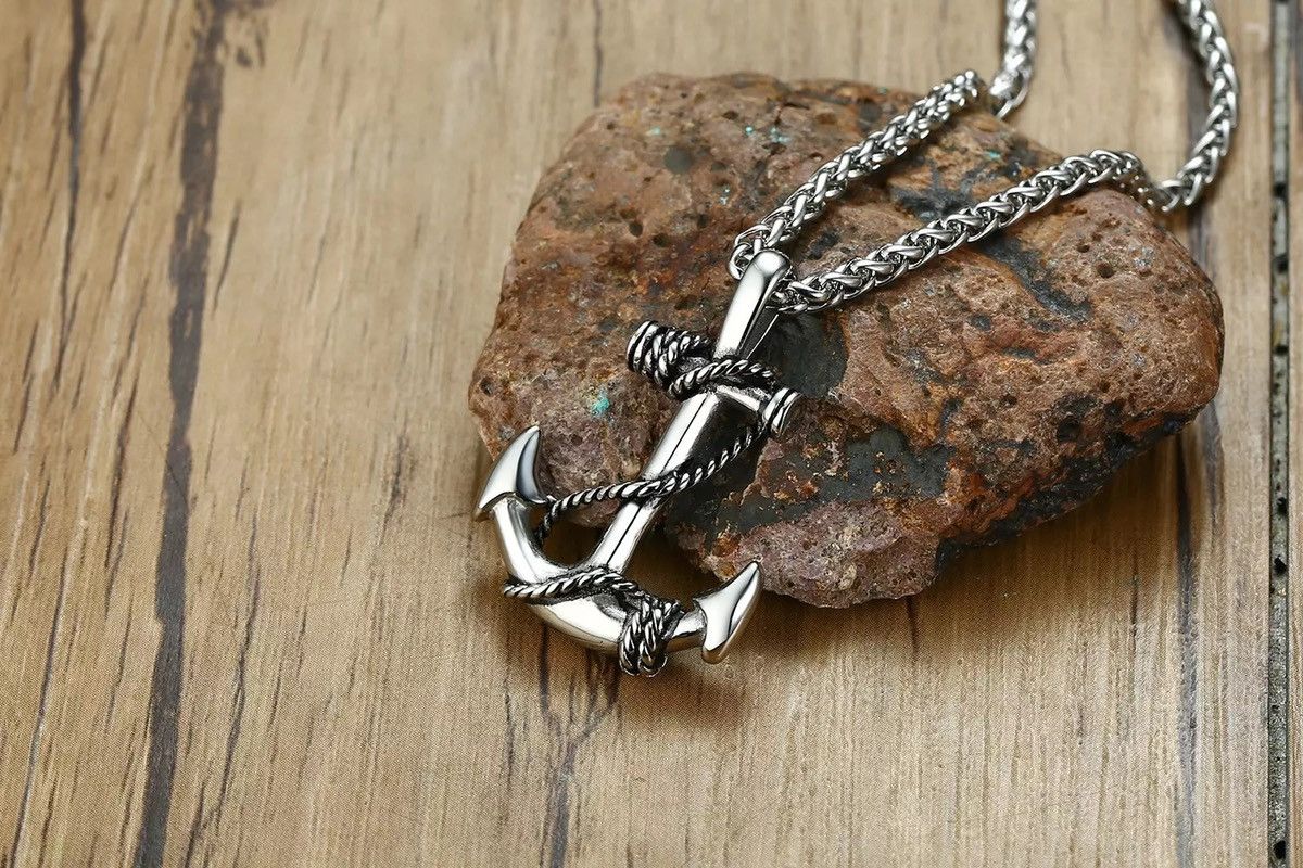 Jewelry Stainless Steel Sea Anchor Sailor Man Necklaces Size ONE SIZE - 3 Thumbnail