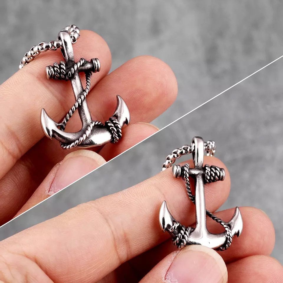 Jewelry Stainless Steel Sea Anchor Sailor Man Necklaces Size ONE SIZE - 4 Thumbnail