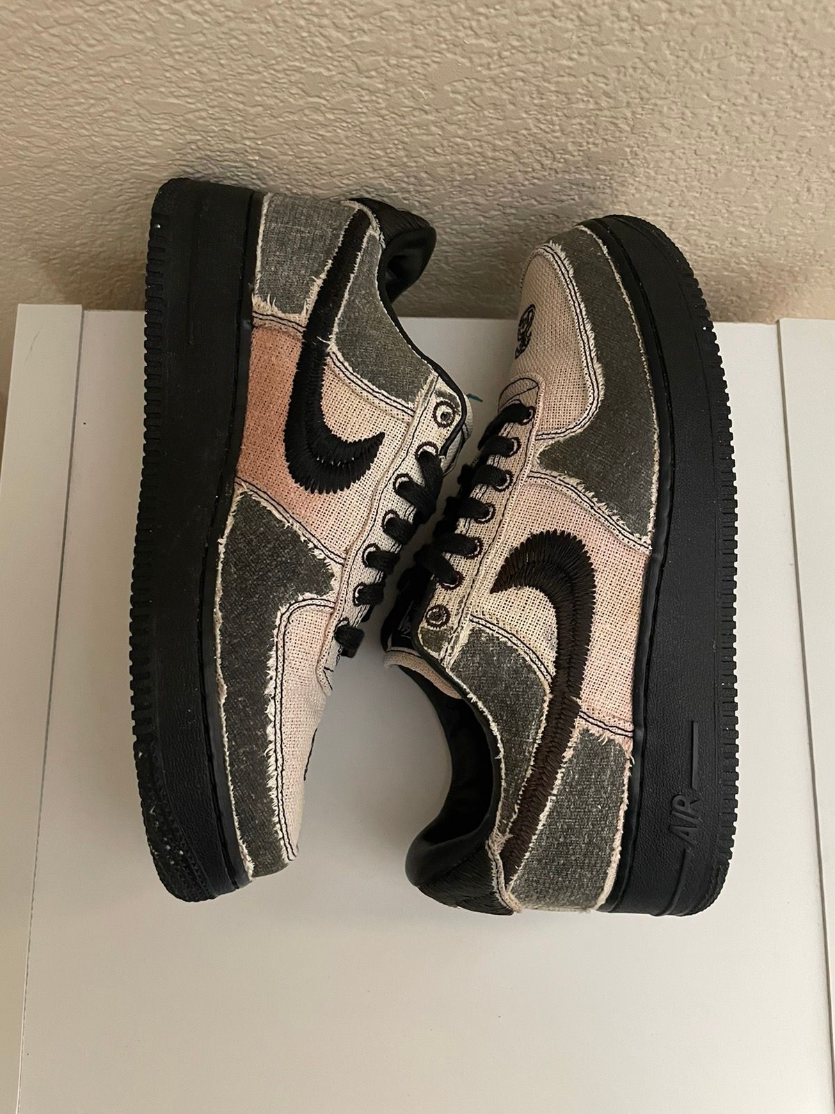Pre-owned Nike X Stussy 1/1 Bleached Stussy Air Force 1 Black Shoes In Bleached Black/grey