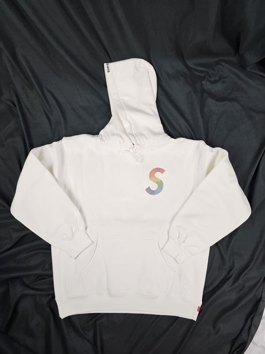 Supreme SUPREME SWAROVSKI S LOGO HOODED SWEATSHIRT WHITE | Grailed