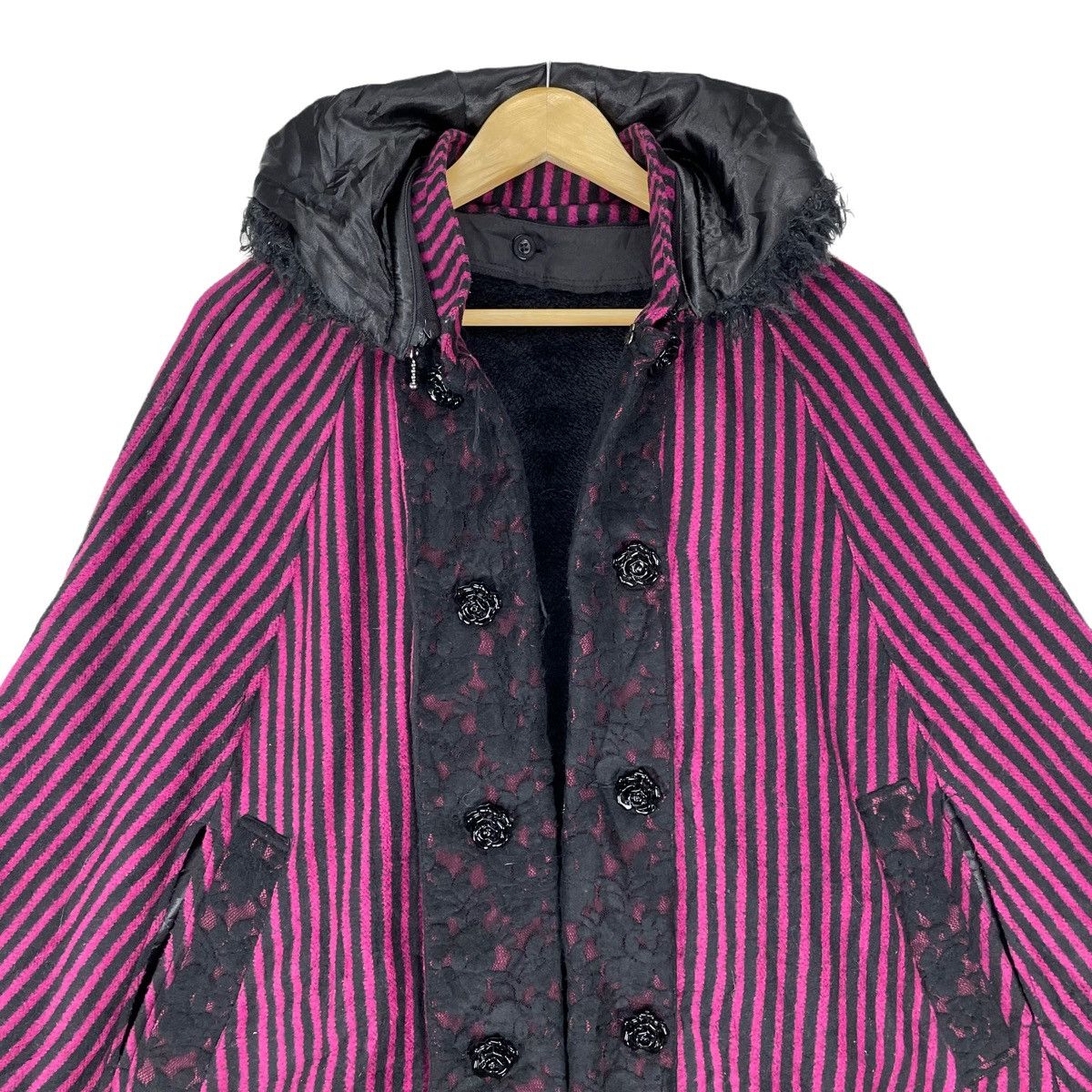 Japanese Brand ☀️ALGONQUINS STRIPED HOODIE PONCHO Size M / US 6-8 / IT 42-44 - 2 Thumbnail