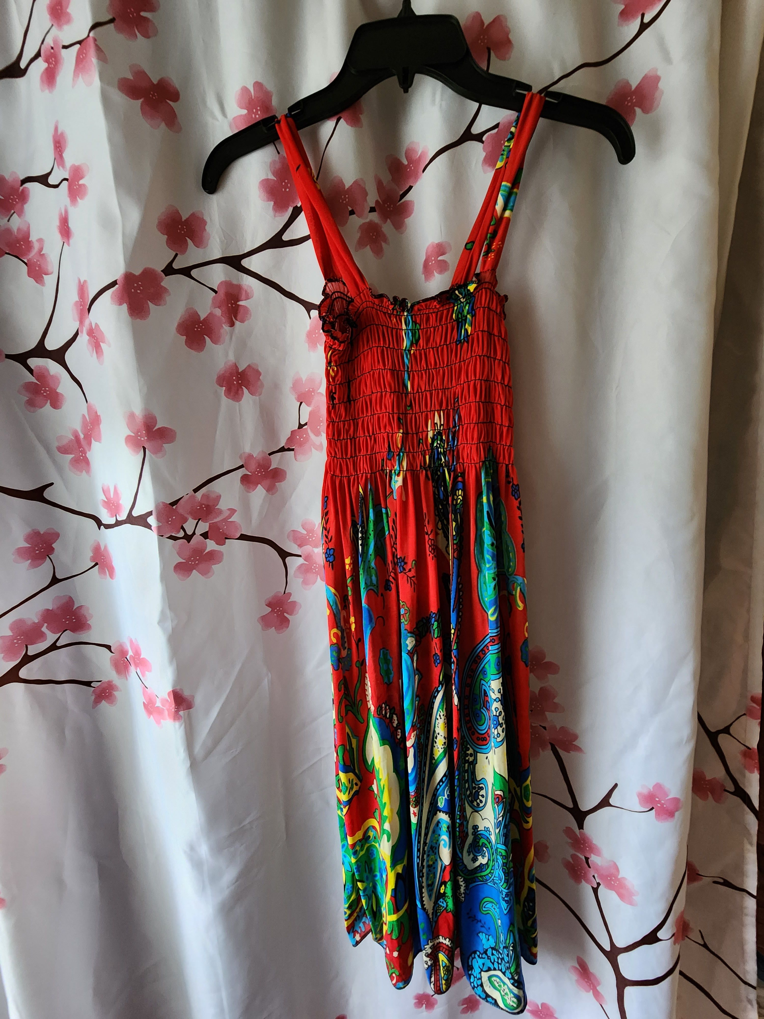 Other Tello's Red Floral Dress Medium Stretchy Can Fit Size XS S Size M / US 6-8 / IT 42-44 - 2 Thumbnail