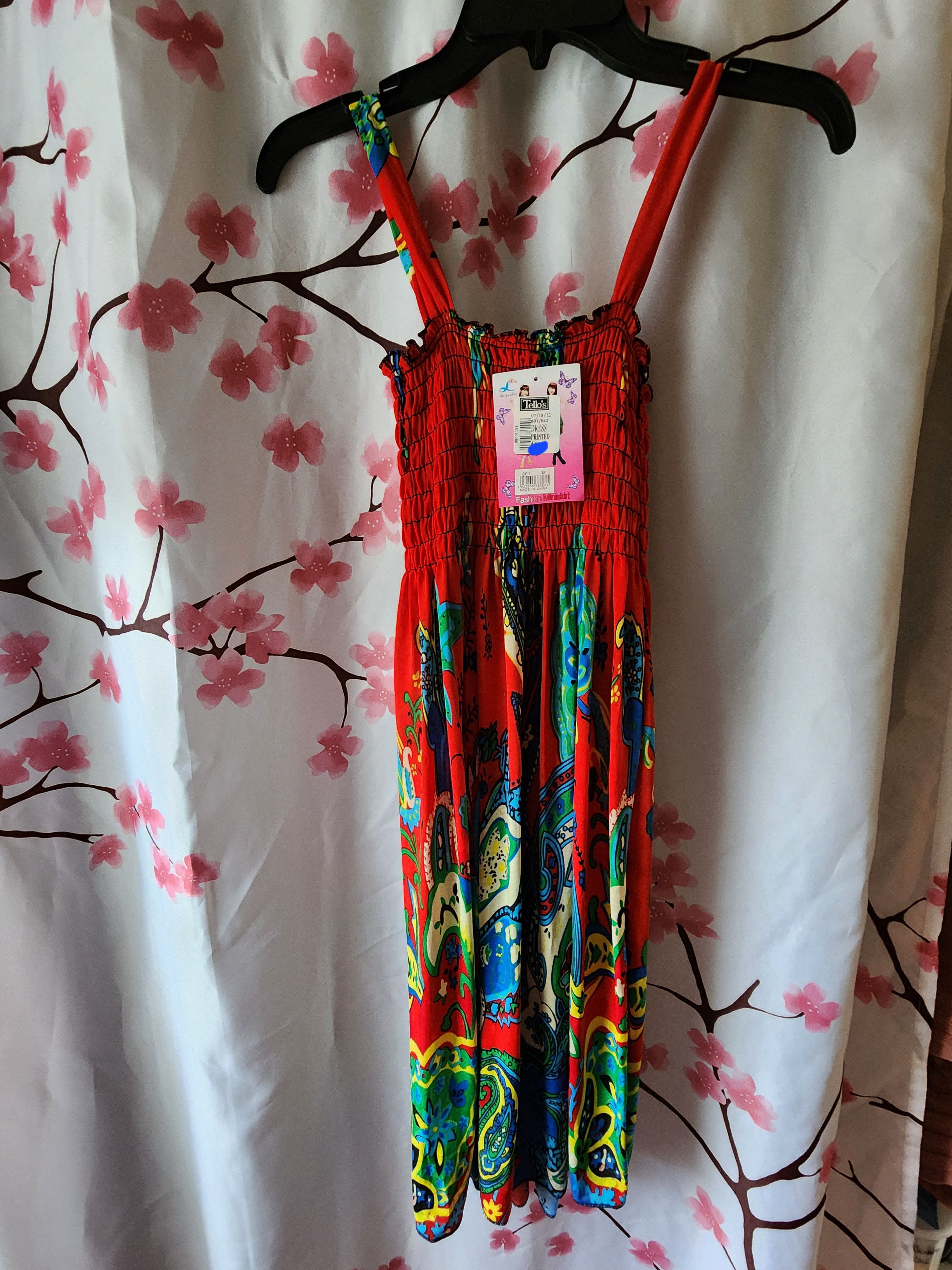 Other Tello's Red Floral Dress Medium Stretchy Can Fit Size XS S Size M / US 6-8 / IT 42-44 - 1 Thumbnail