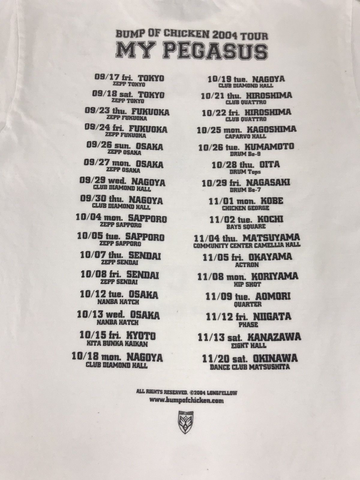 Band Tees Vintage Bump Of Chicken My Pegasus 2004 Japan Tour Tee Size US S / EU 44-46 / 1 - 4 Thumbnail
