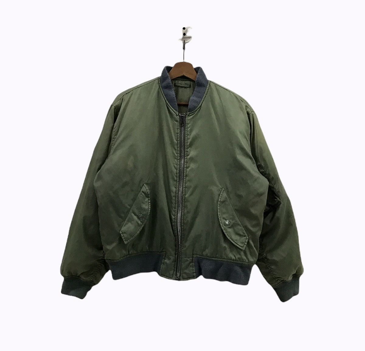 image of Phantom Military Bomber Jacket Sun Faded in Green, Men's (Size Large)