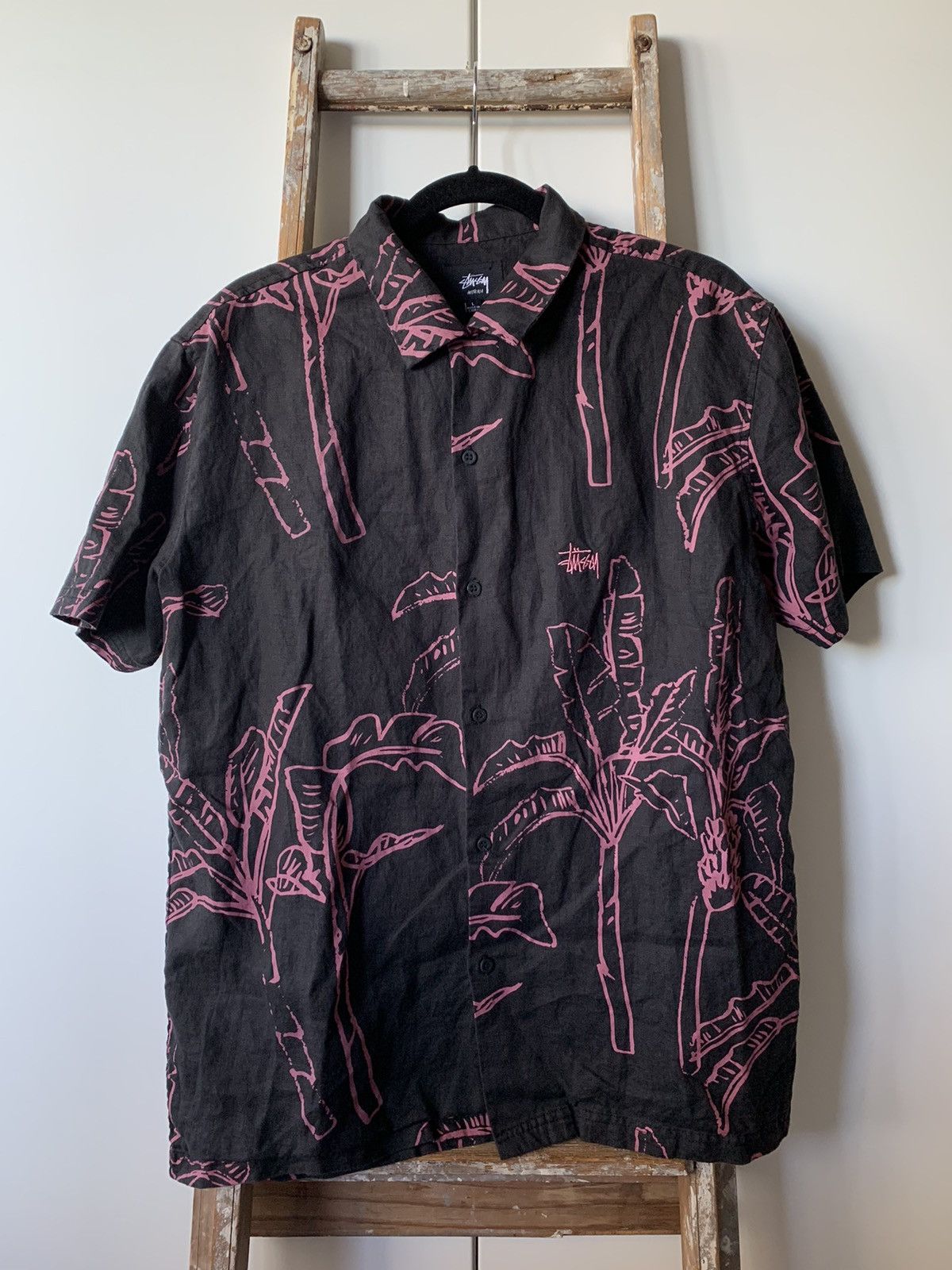 In Maui Stussy Hawaiian Shirt Stussy Stussy Black Abstract