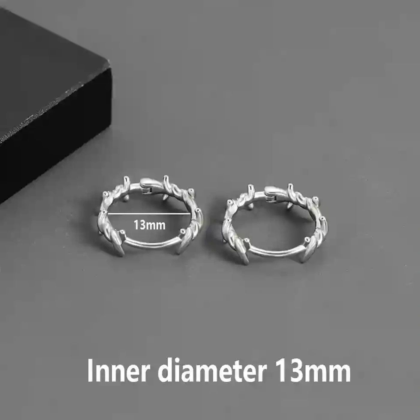 Jewelry Silver Color Thorns Hoop Earrings Size ONE SIZE - 5 Thumbnail