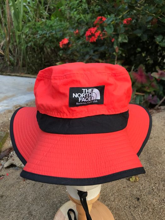 Vintage the north face neon orange bucket hat with laces