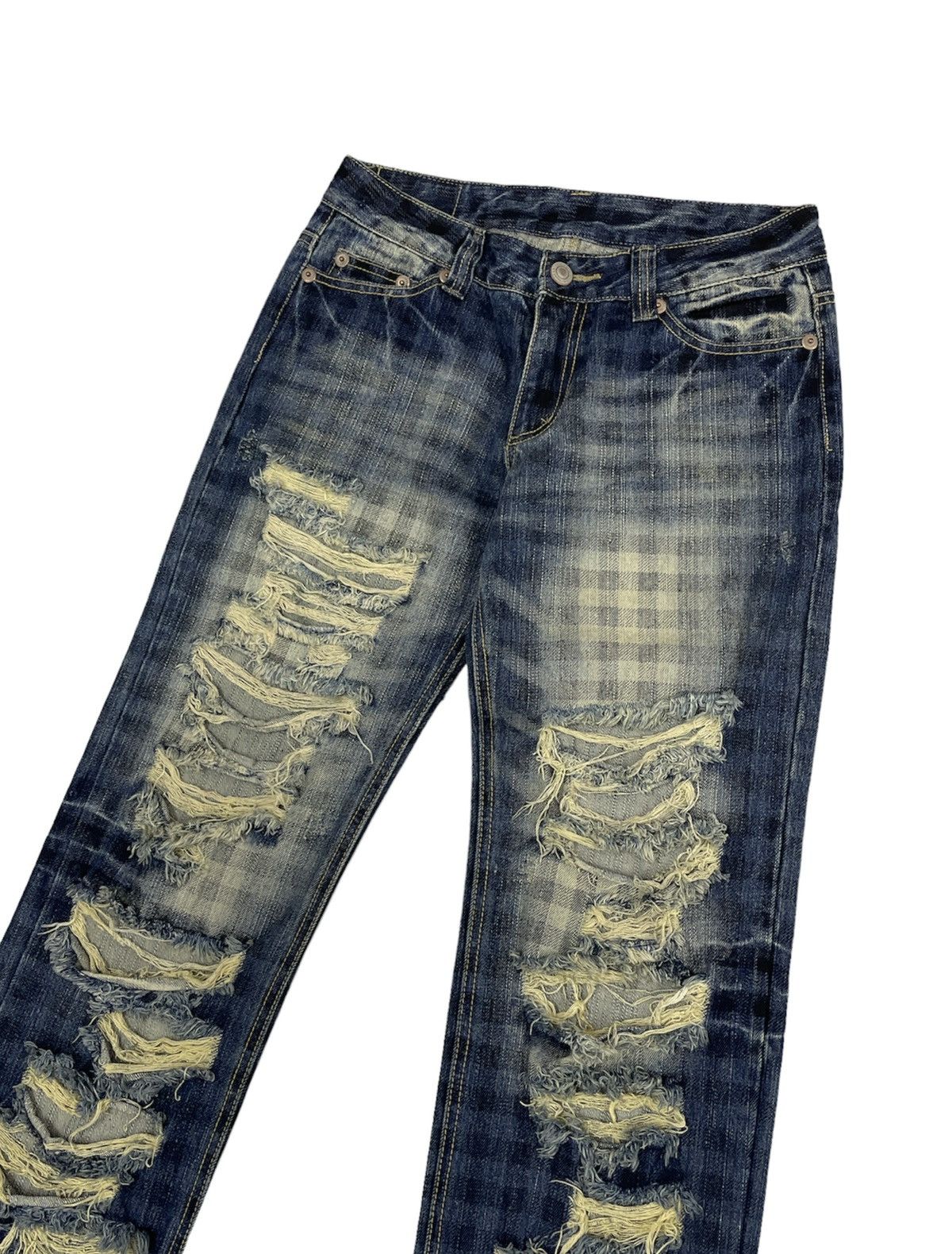 Japanese Brand × PPFM Vintage Back&Forth Japan Distress Chekered Jeans Punk Style Size US 30 / EU 46 - 2 Thumbnail