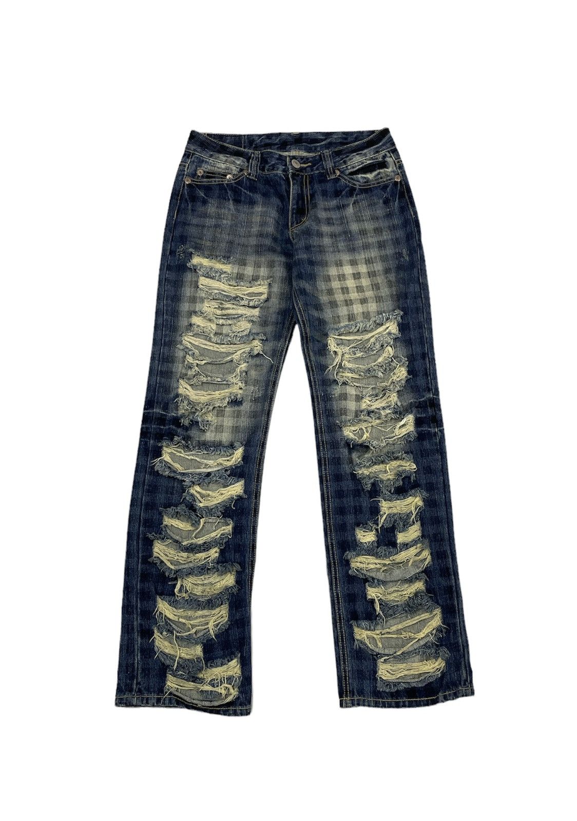Japanese Brand × PPFM Vintage Back&Forth Japan Distress Chekered Jeans Punk Style Size US 30 / EU 46 - 3 Thumbnail
