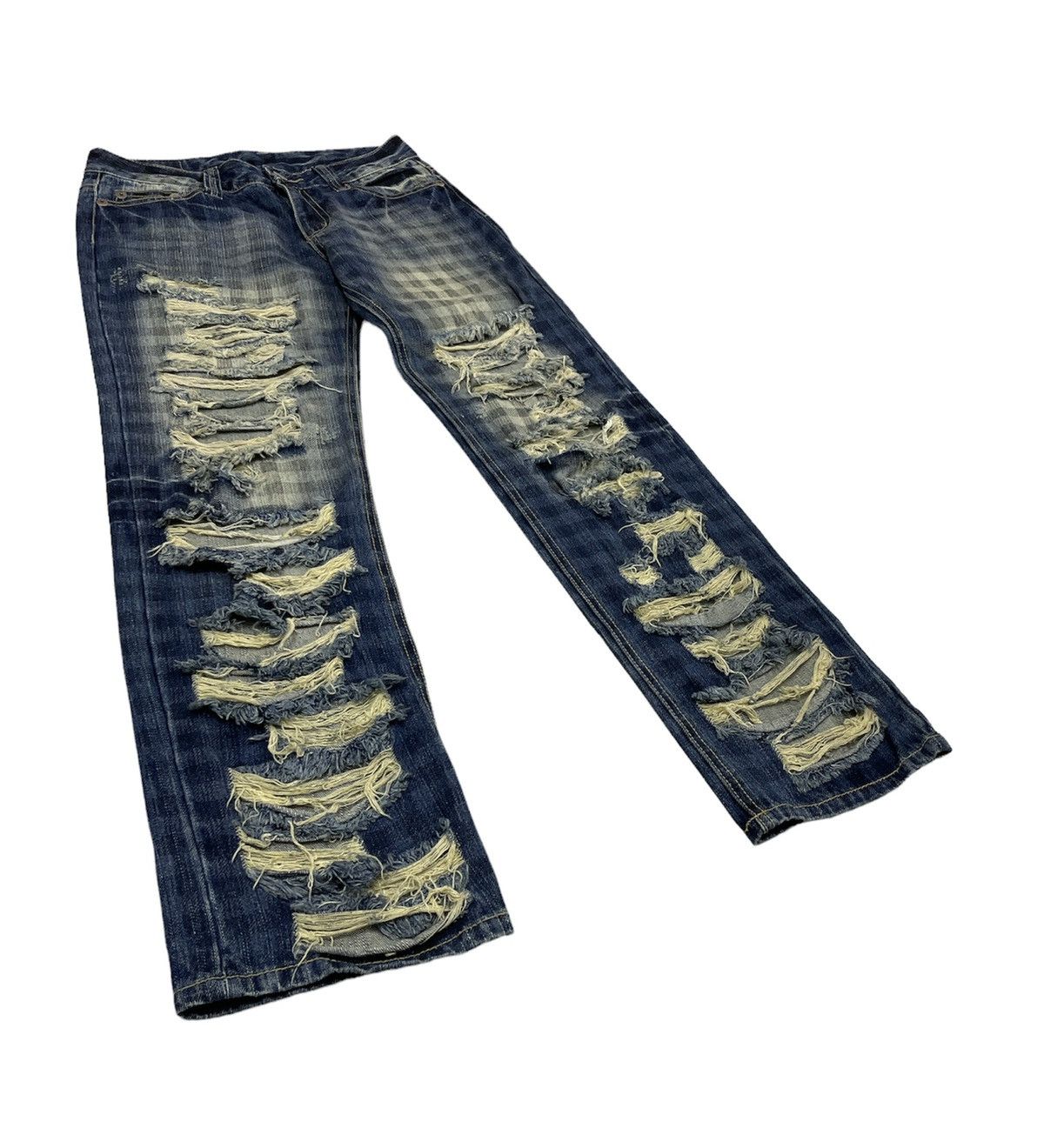 Japanese Brand × PPFM Vintage Back&Forth Japan Distress Chekered Jeans Punk Style Size US 30 / EU 46 - 1 Thumbnail