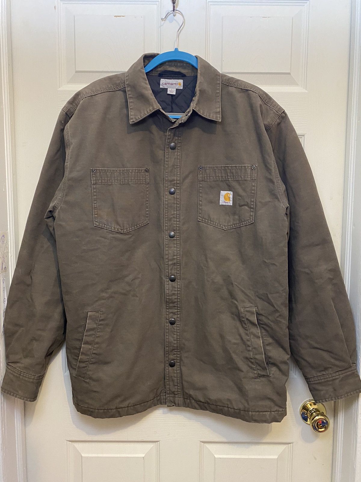 Carhartt Vintage Carhartt Chore Quilted Jacket Coat Button Overshirt Size US L / EU 52-54 / 3 - 1 Thumbnail