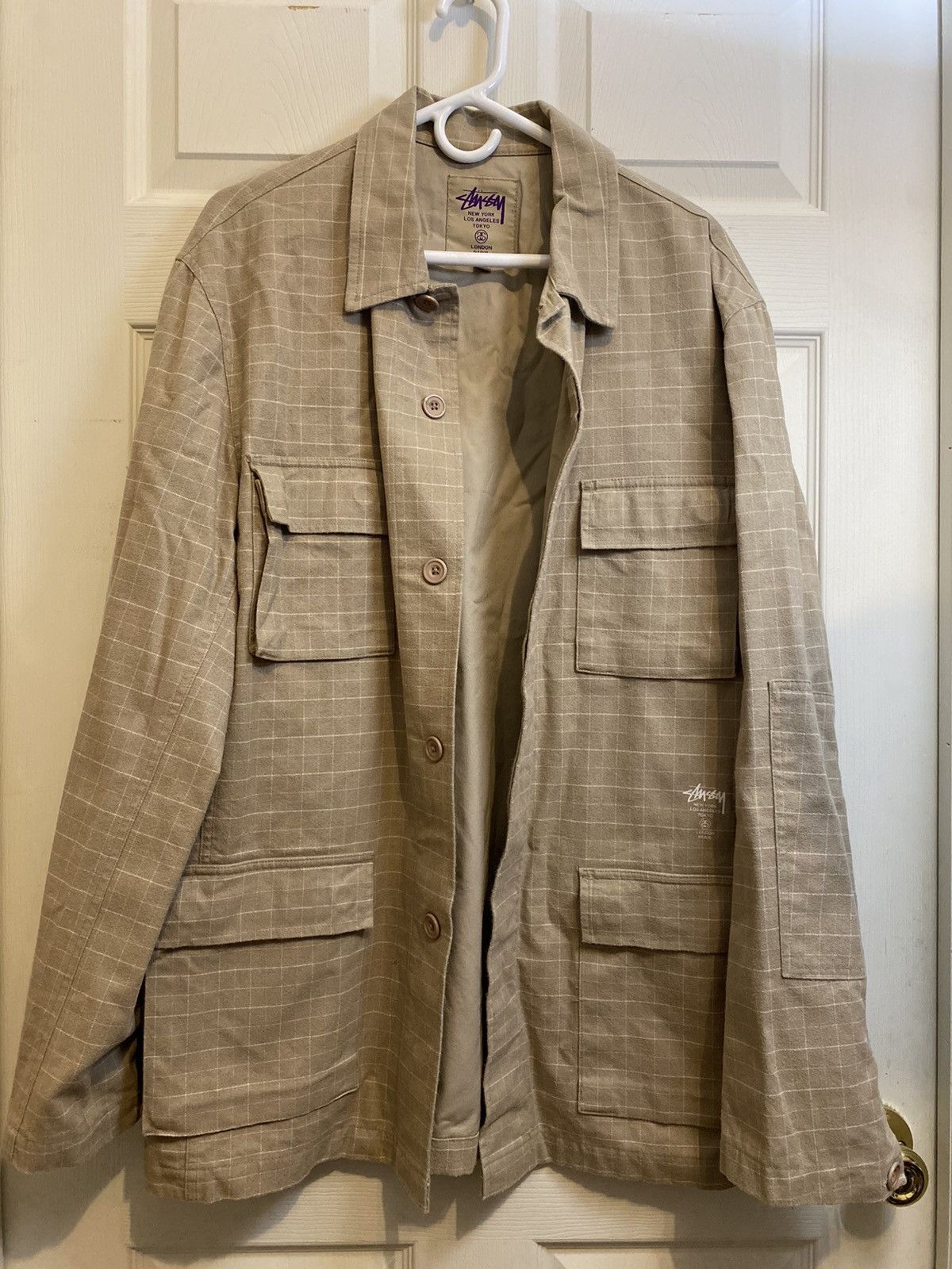 Stussy Stussy Cream Work Jacket Chore Coat Size US XL / EU 56 / 4 - 1 Thumbnail