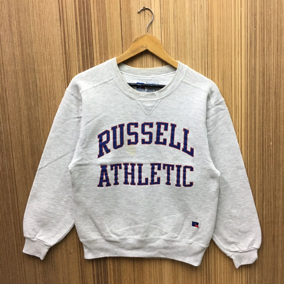 image of 1990X Clothing x Russell Athletic Vintage Russell Athletic Big Logo Sweatshirt in Grey (Size Small)