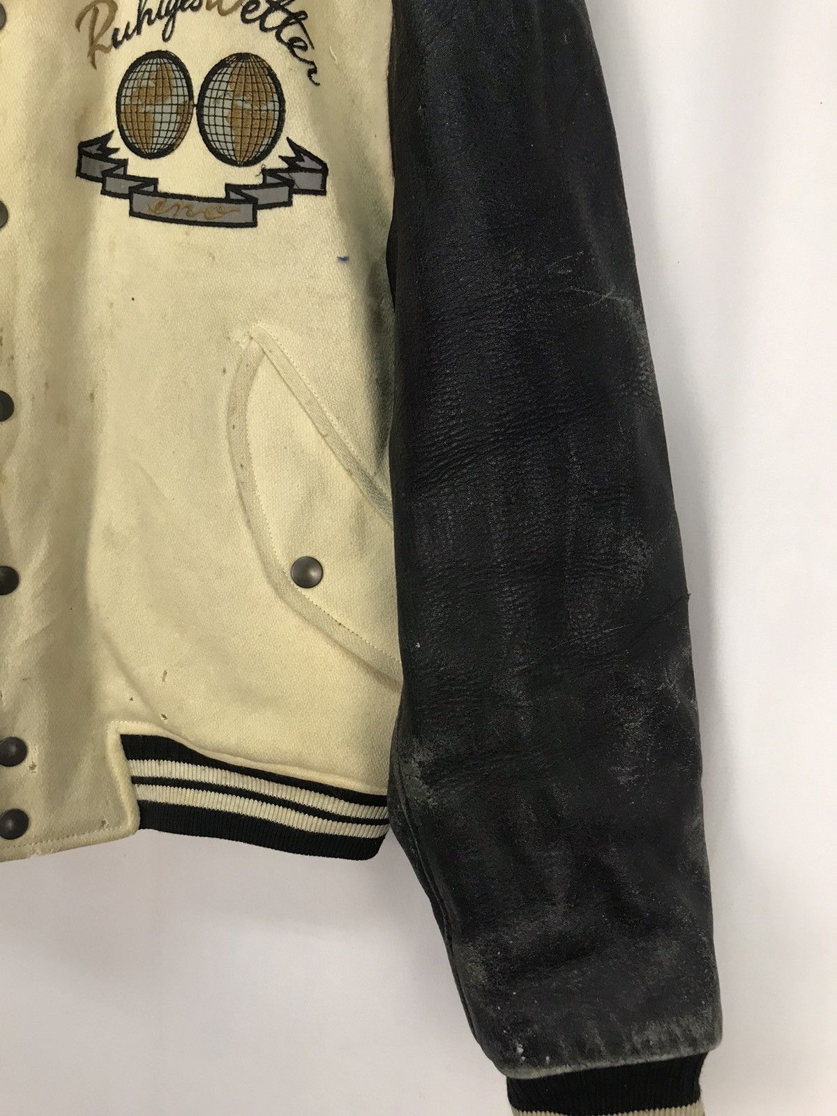 Japanese Brand × Vintage Vintage tolerance INO leather sleeve varsity jacket Size US M / EU 48-50 / 2 - 7 Thumbnail
