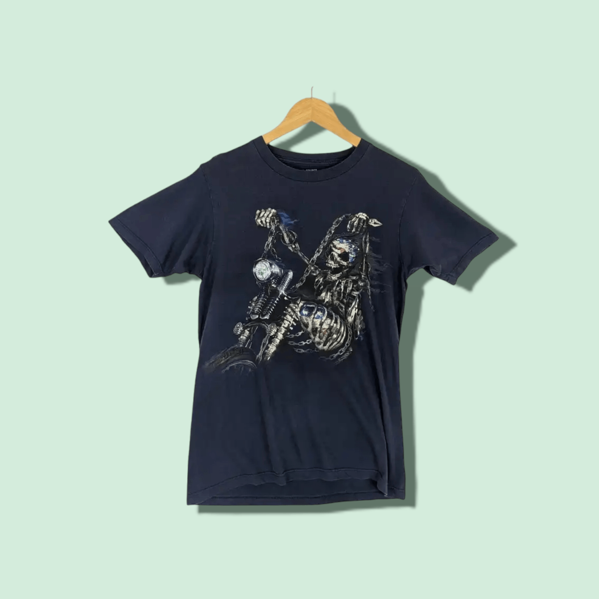Japanese Brand MOTORCYCLE Gang Chopper Skeleton T-Shirt Size US S / EU 44-46 / 1 - 1 Thumbnail