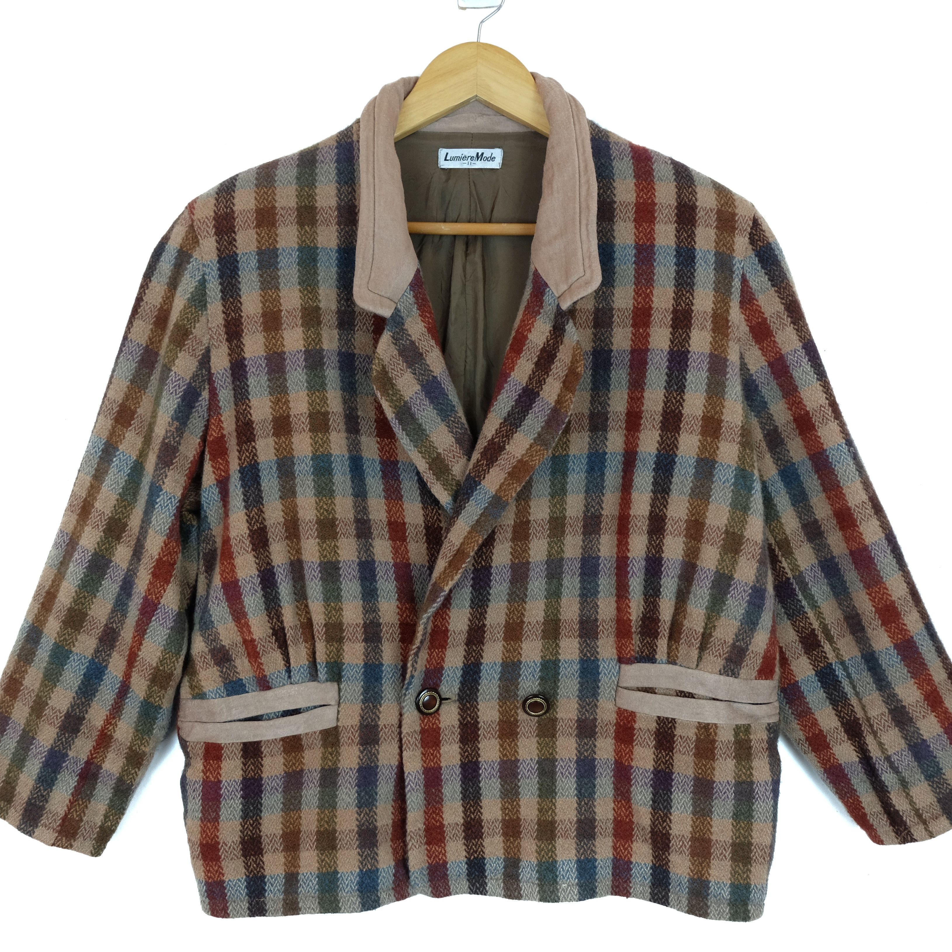 Japanese Brand LUMIERE MODE Check Smart Casual Blazer Coat Size XL / US 12-14 / IT 48-50 - 2 Thumbnail