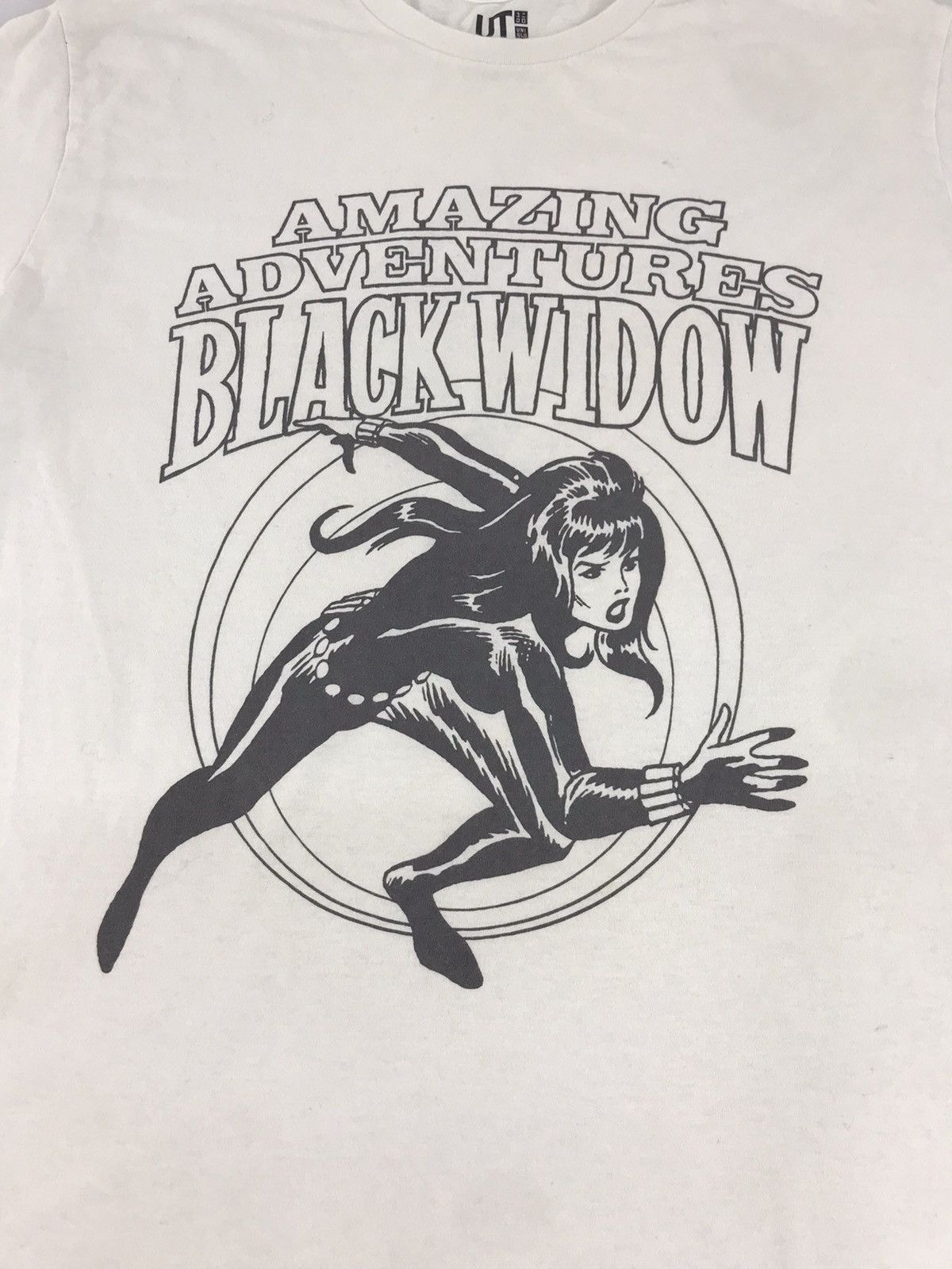 image of Hype x Marvel Comics Marvel Comic The Black Widow Superhero Character Tee Tshirt in White (Size Lar
