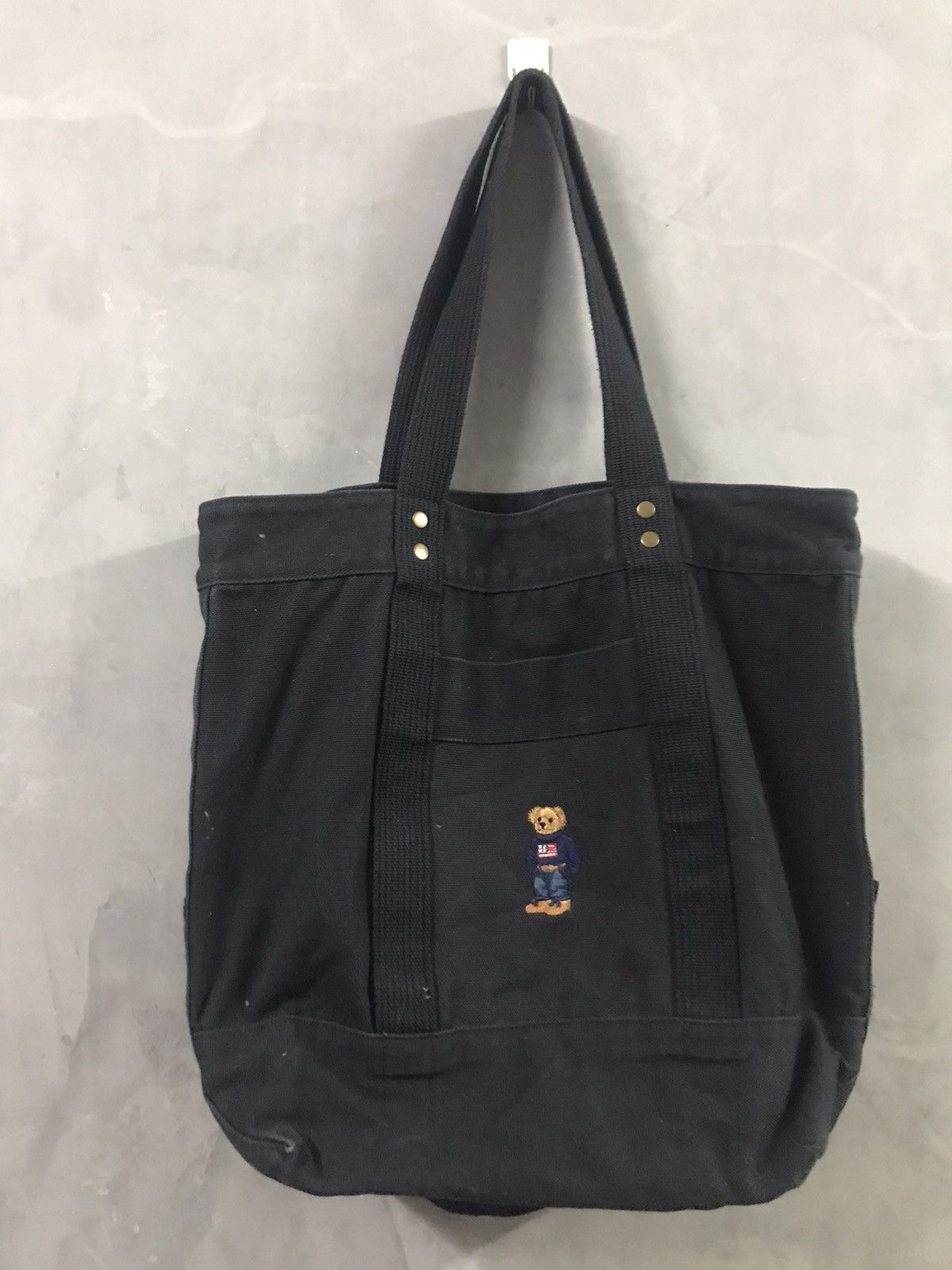 Polo Ralph Lauren Polo Bear Ski Tote Bag Hard Cotton in Black, Women's
