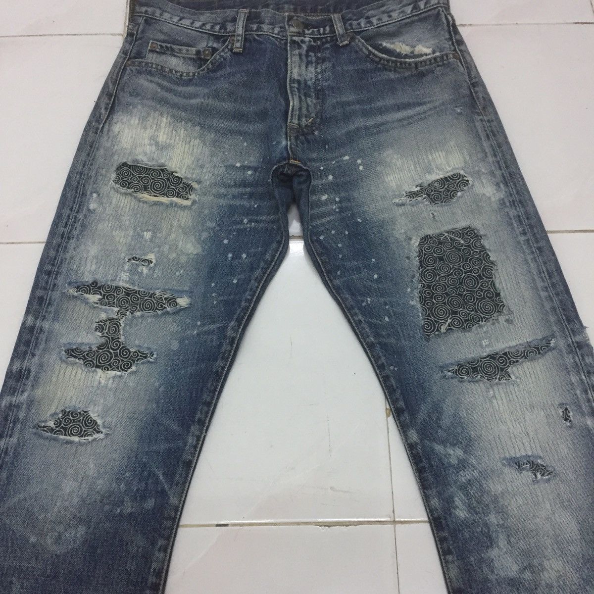 Japanese Brand Japanese jeans distressed patchwork denim Kurt cobain style Size US 32 / EU 48 - 3 Thumbnail