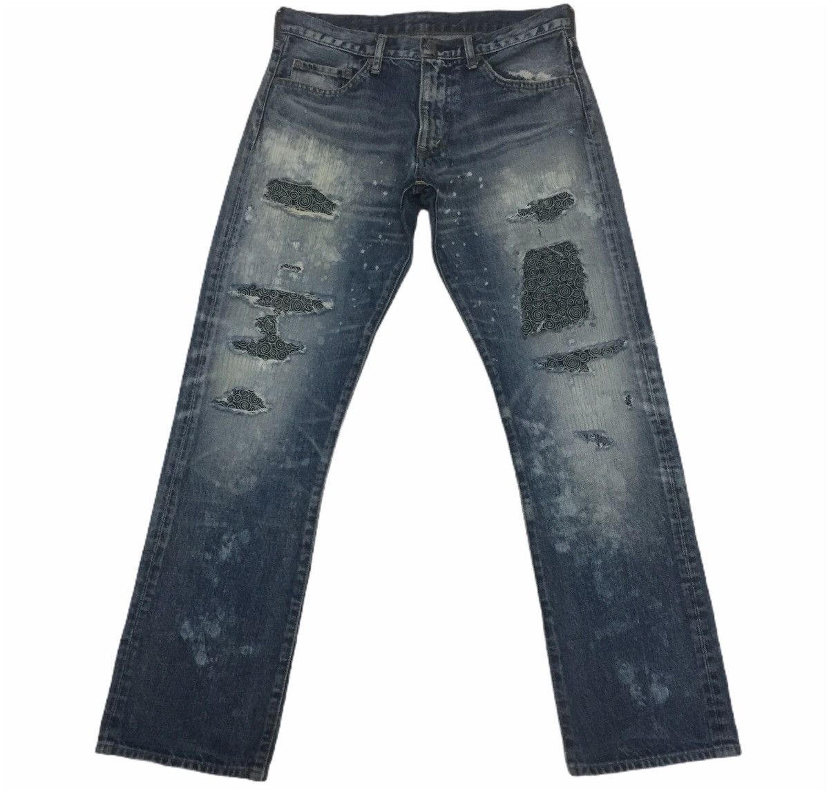 Japanese jeans distressed patchwork denim Kurt cobain style