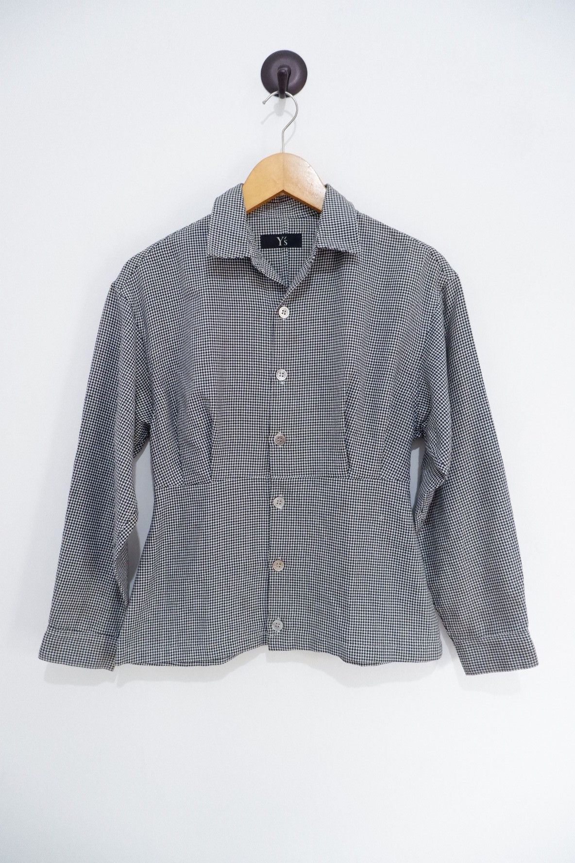 image of Y's Yohji Yamamoto Blouse Shirt Womens in Houndstooth (Size Medium)
