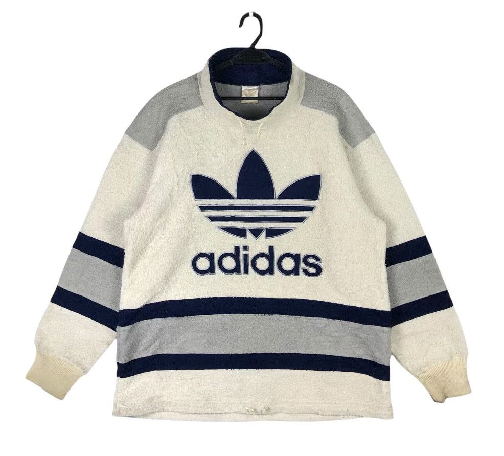 RARE🔥VTG 90’S ADIDAS SHERPA FLEECE TURTLE NECK PULLOVER