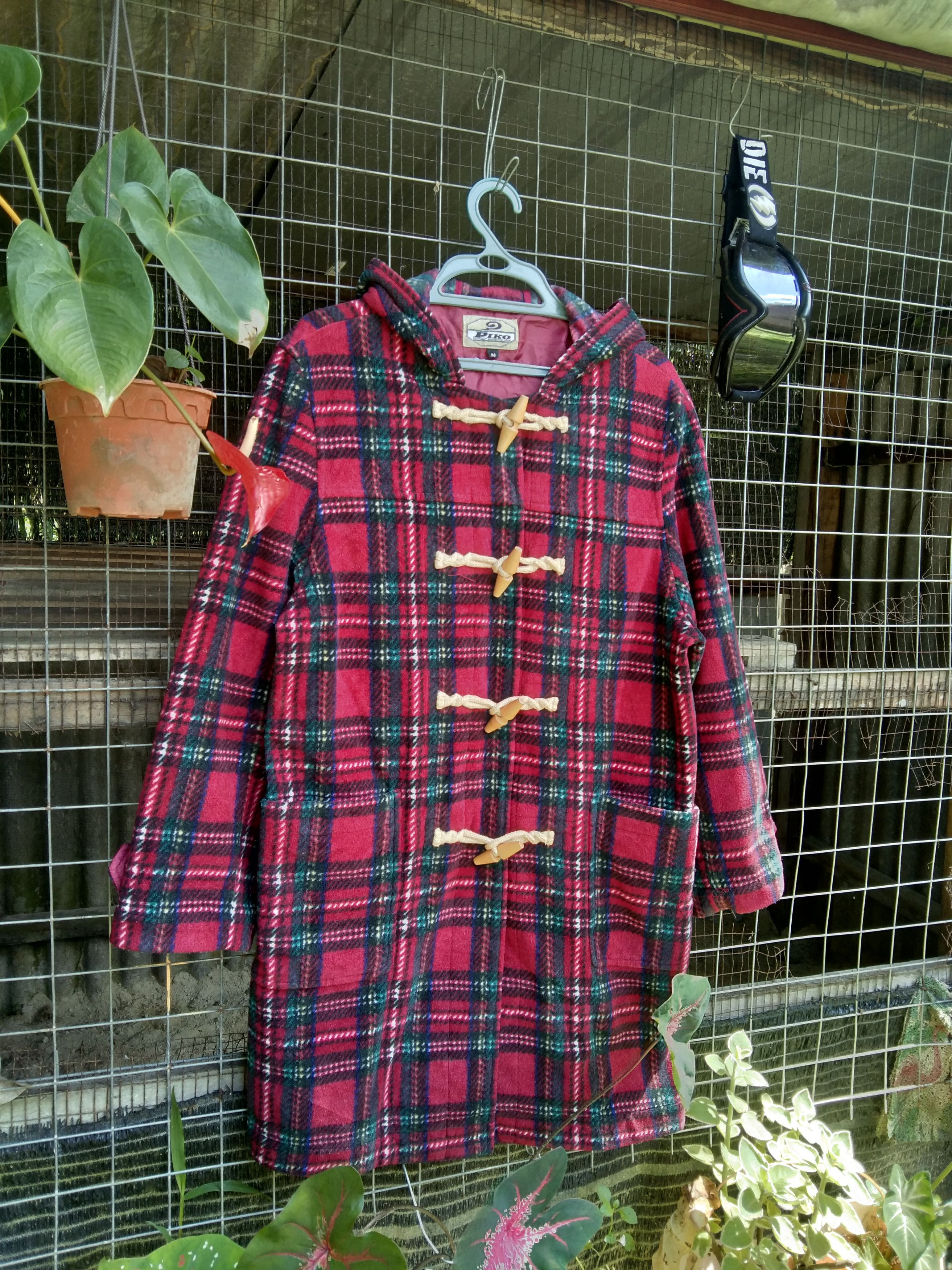VINTAGE PIKO PLAID DUFFLE COAT