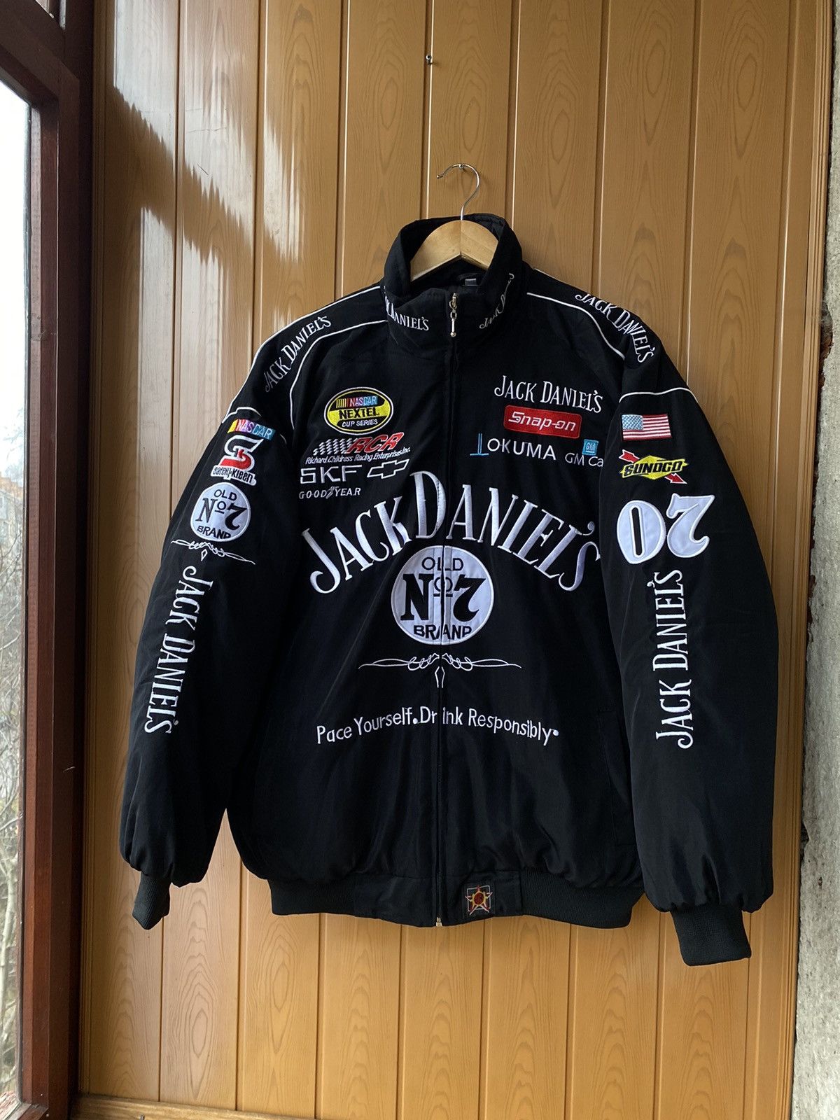 image of Vintage Nascar Jack Daniels Rcr Racing Jacket in Black, Men's (Size Medium)