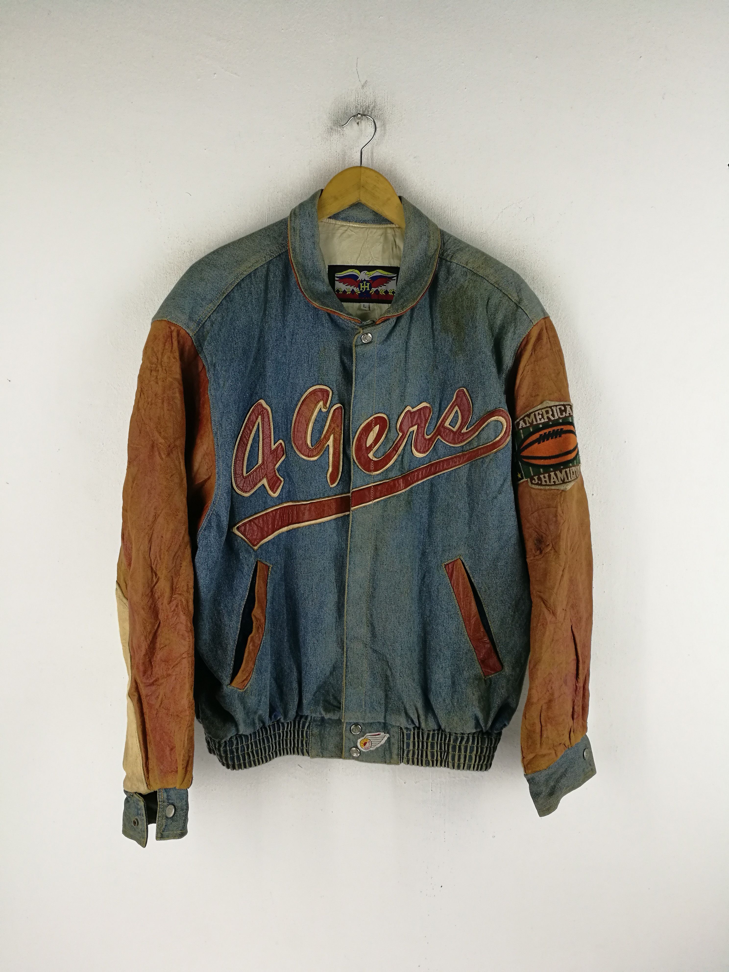 image of Jeff Hamilton X San Francisco 49 Ers Denim Leather Stadium, Men's (Size Large)