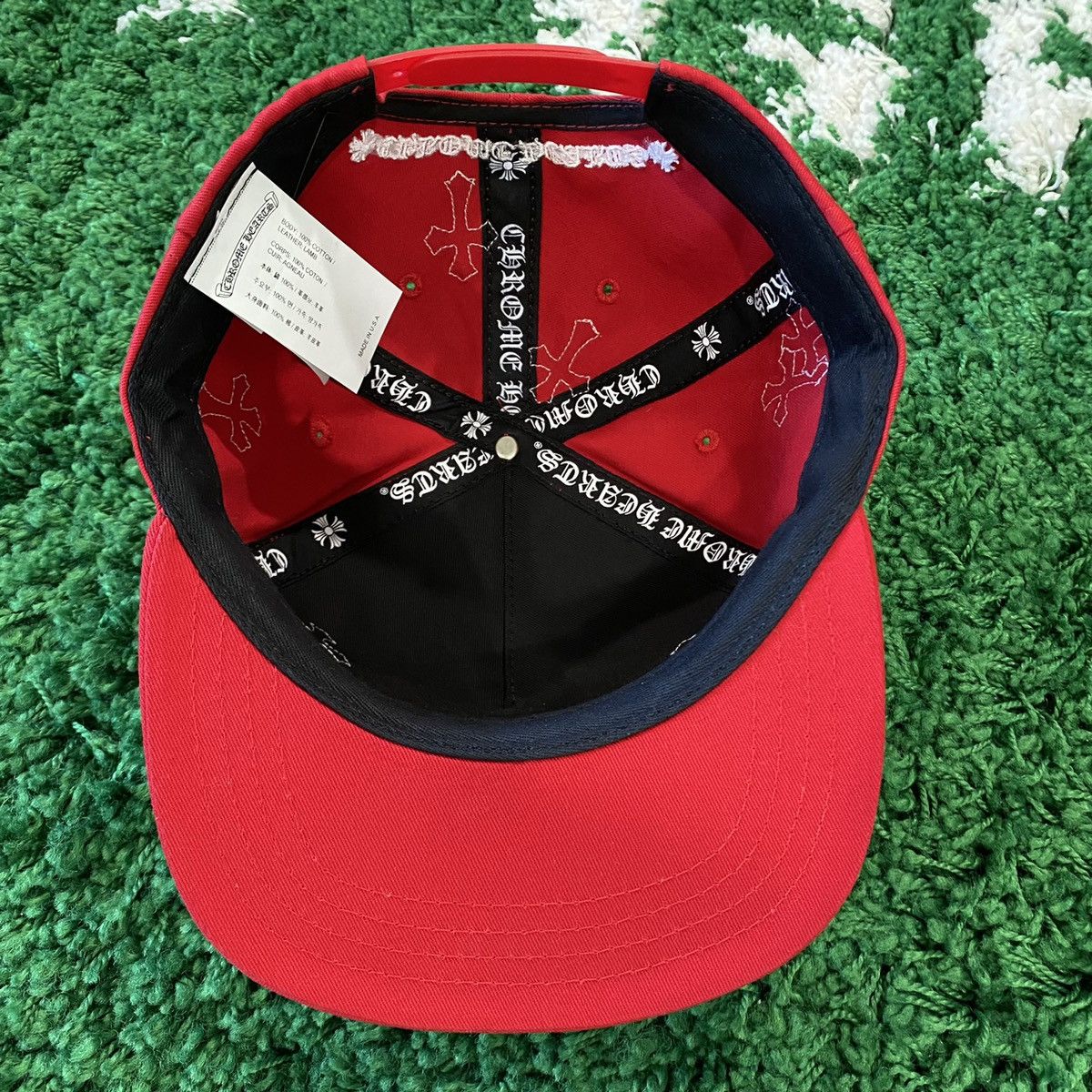 Chrome Hearts Chrome Hearts Leather Cross CH Baseball Hat Red White Size ONE SIZE - 7 Thumbnail