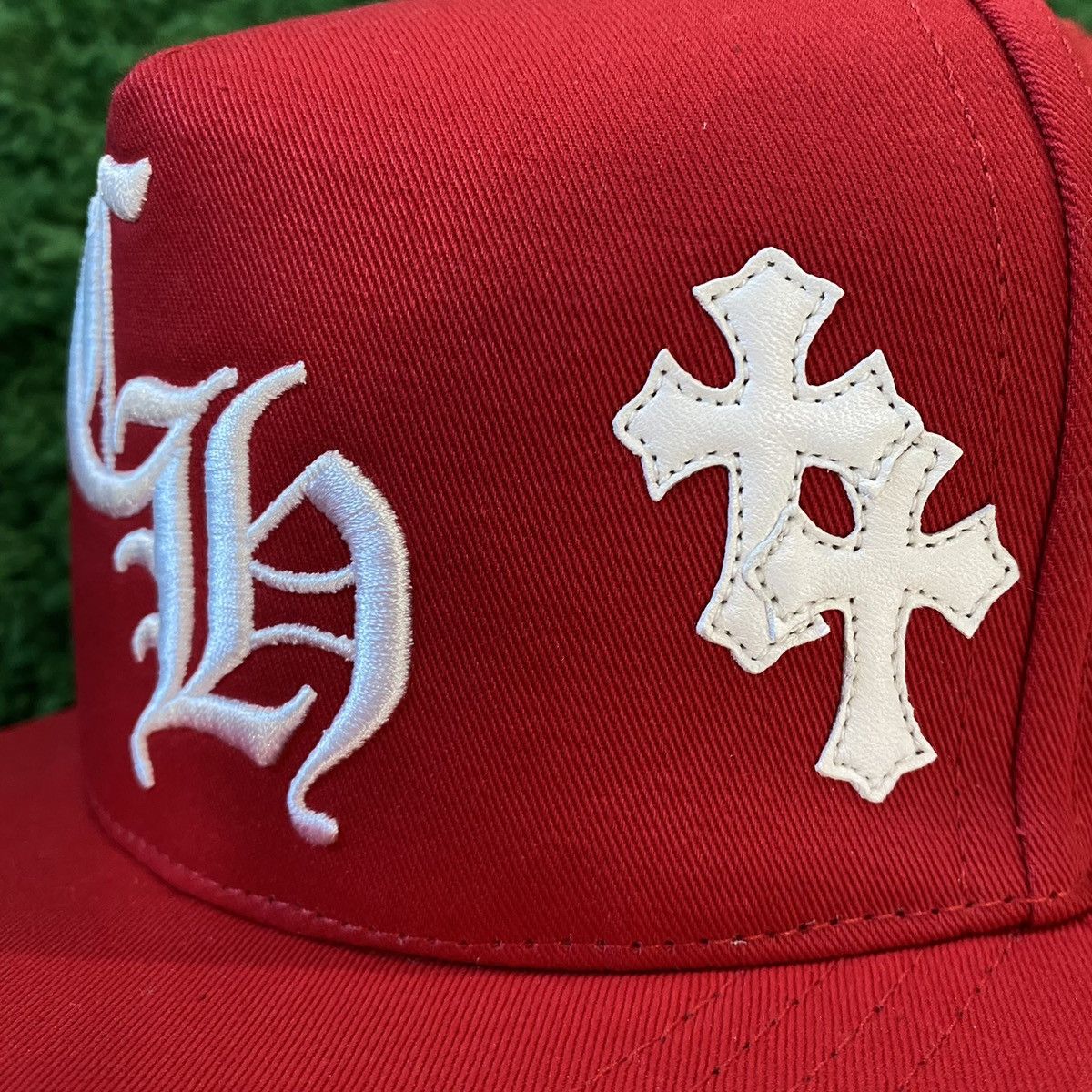 Chrome Hearts Chrome Hearts Leather Cross CH Baseball Hat Red White Size ONE SIZE - 5 Thumbnail