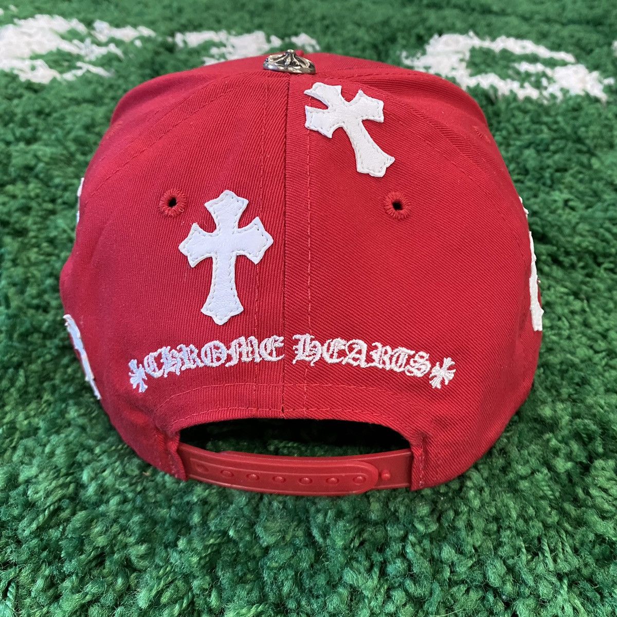 Chrome Hearts Chrome Hearts Leather Cross CH Baseball Hat Red White Size ONE SIZE - 3 Thumbnail