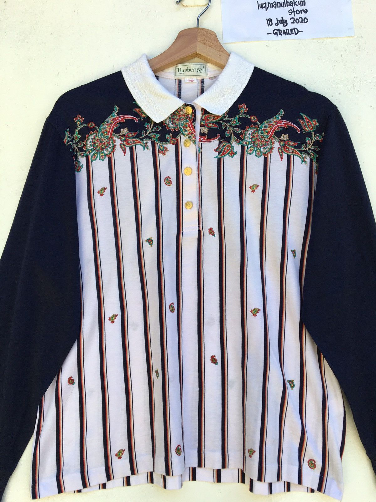 Burberry Vintage 90s Burberry Paisley Long-sleeve Shirt Size US S / EU 44-46 / 1 - 4 Thumbnail