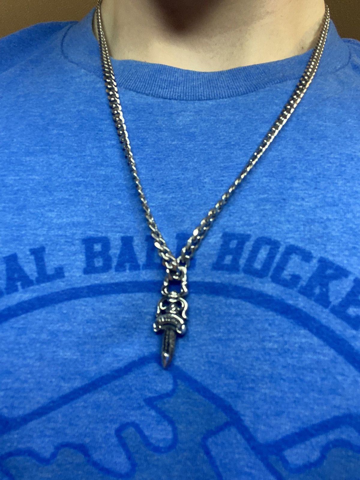 Chrome Hearts Chrome Hearts Dagger Pendant Cuban Chain Necklace Silver Size ONE SIZE - 5 Thumbnail