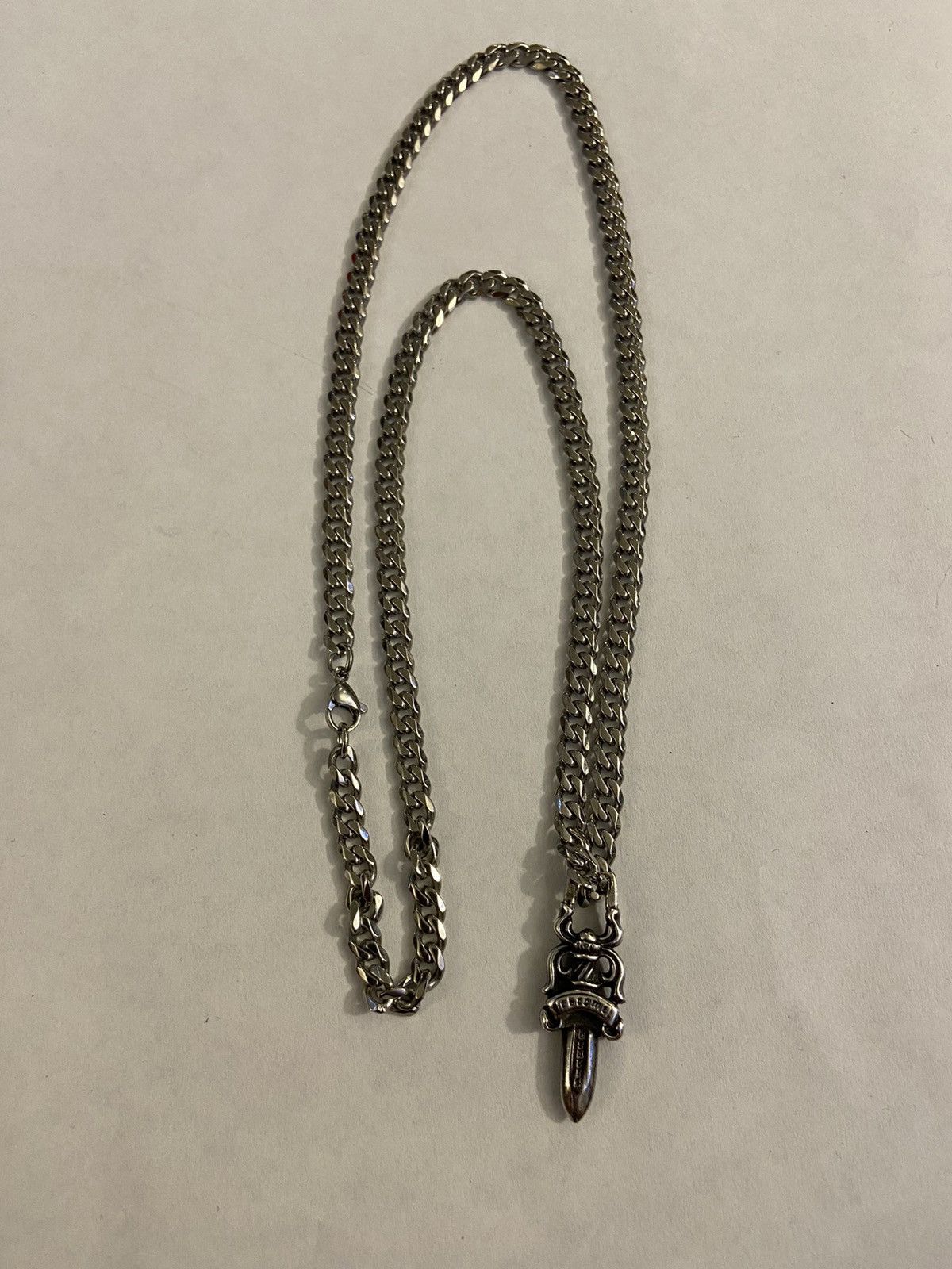 Chrome Hearts Chrome Hearts Dagger Pendant Cuban Chain Necklace Silver Size ONE SIZE - 4 Thumbnail
