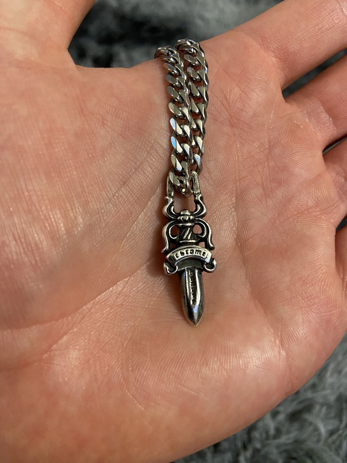 Chrome Hearts Chrome Hearts Dagger Pendant Cuban Chain Necklace Silver Size ONE SIZE - 3 Thumbnail