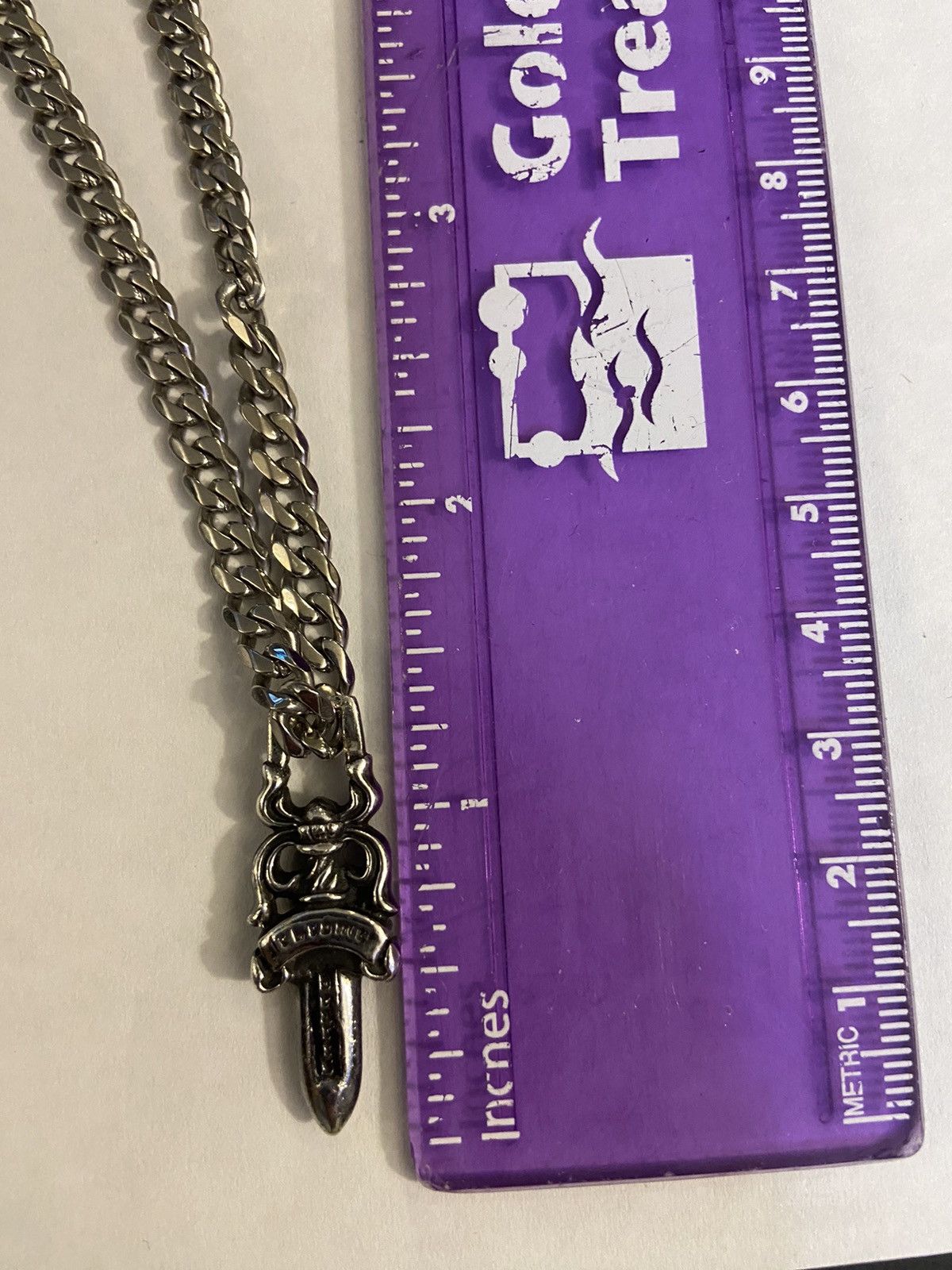 Chrome Hearts Chrome Hearts Dagger Pendant Cuban Chain Necklace Silver Size ONE SIZE - 6 Thumbnail